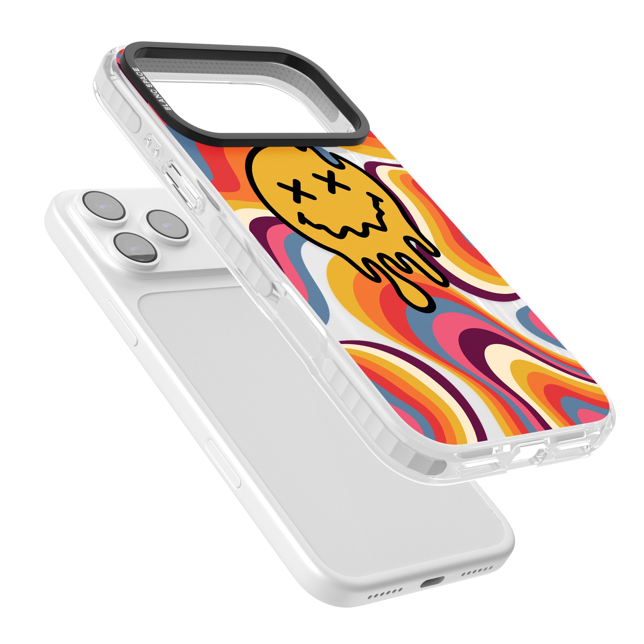 Trippy Face Melt iPhone 17 Pro Max Impact Clear Phone Case Colours
