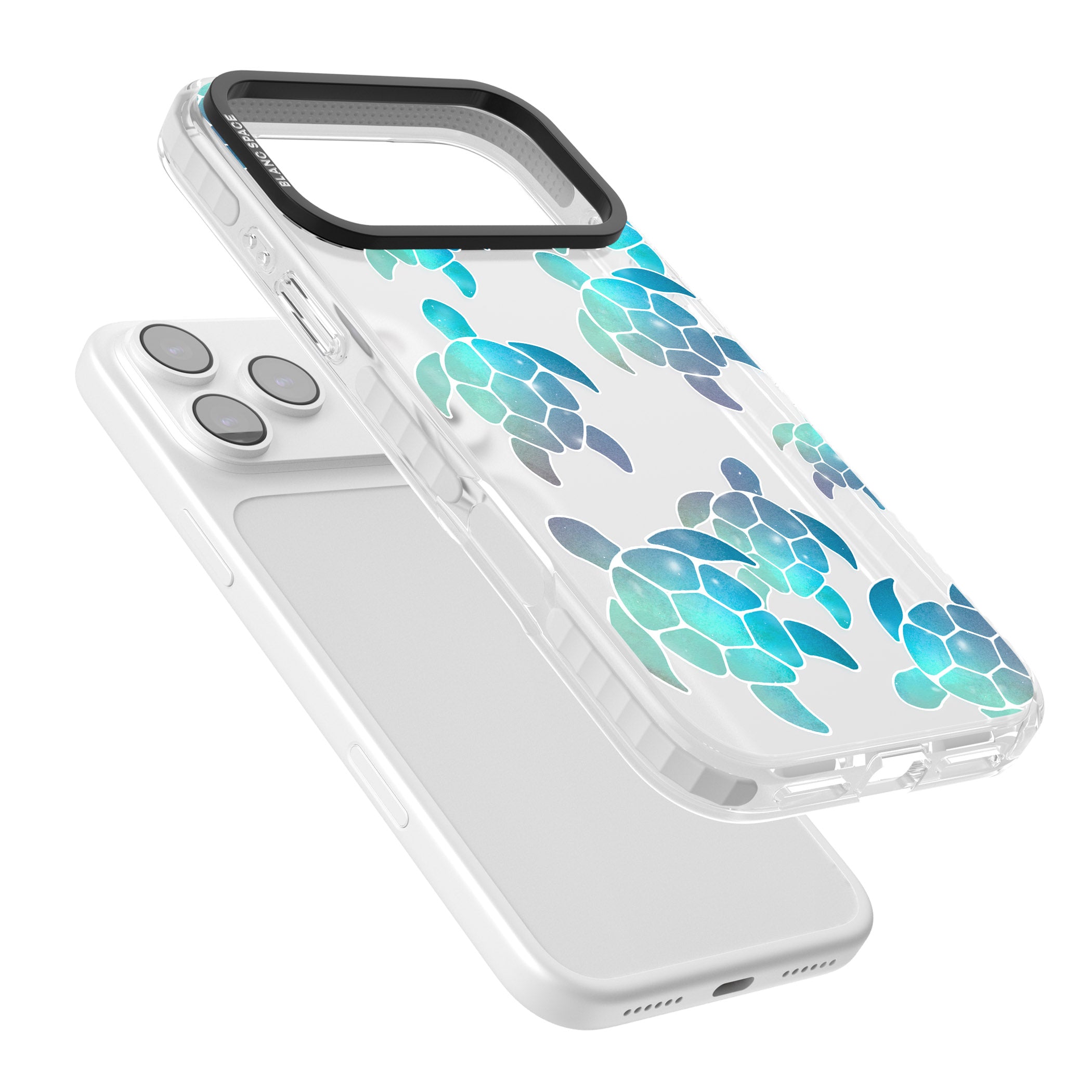 Aqua Space Turtles iPhone 17 Pro Max Impact Clear Phone Case Colours