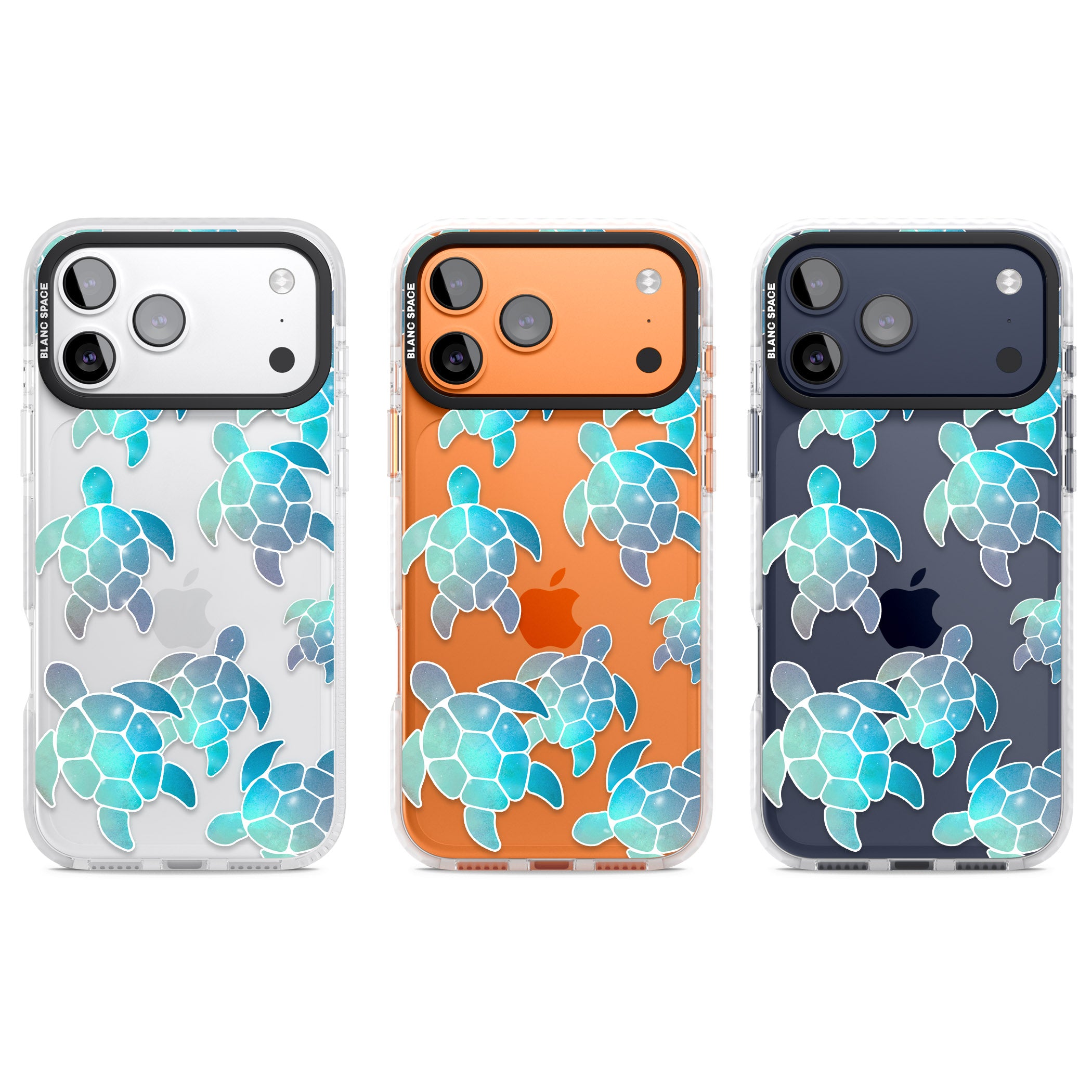 Aqua Space Turtles iPhone 17 Pro Impact Clear Phone Case APT Impact Protection