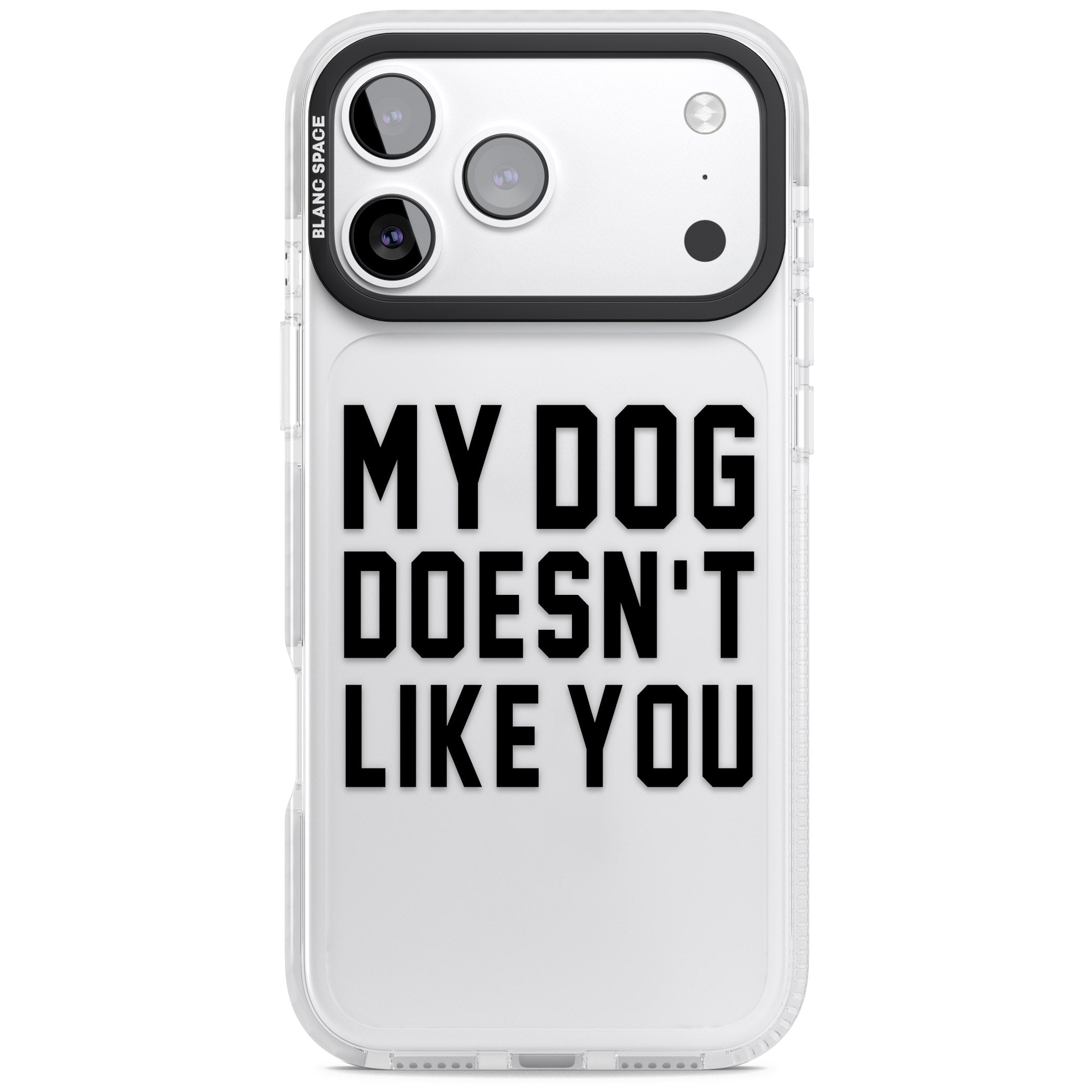 My Dog Doesn'T Like You iPhone 17 Pro Max Impact Clear Phone Case
