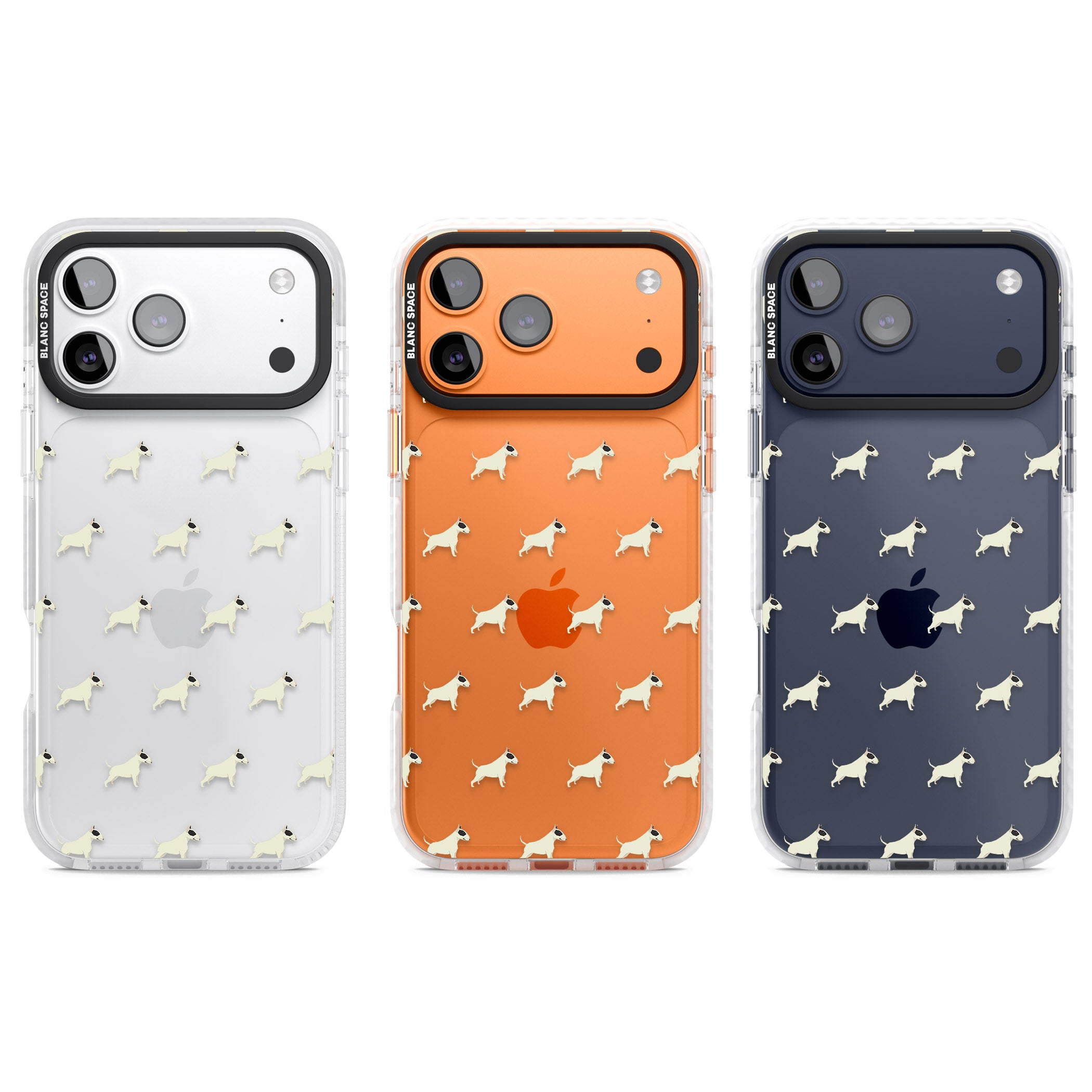 Bull Terrier Pattern iPhone 17 Pro Impact Clear Phone Case APT Impact Protection