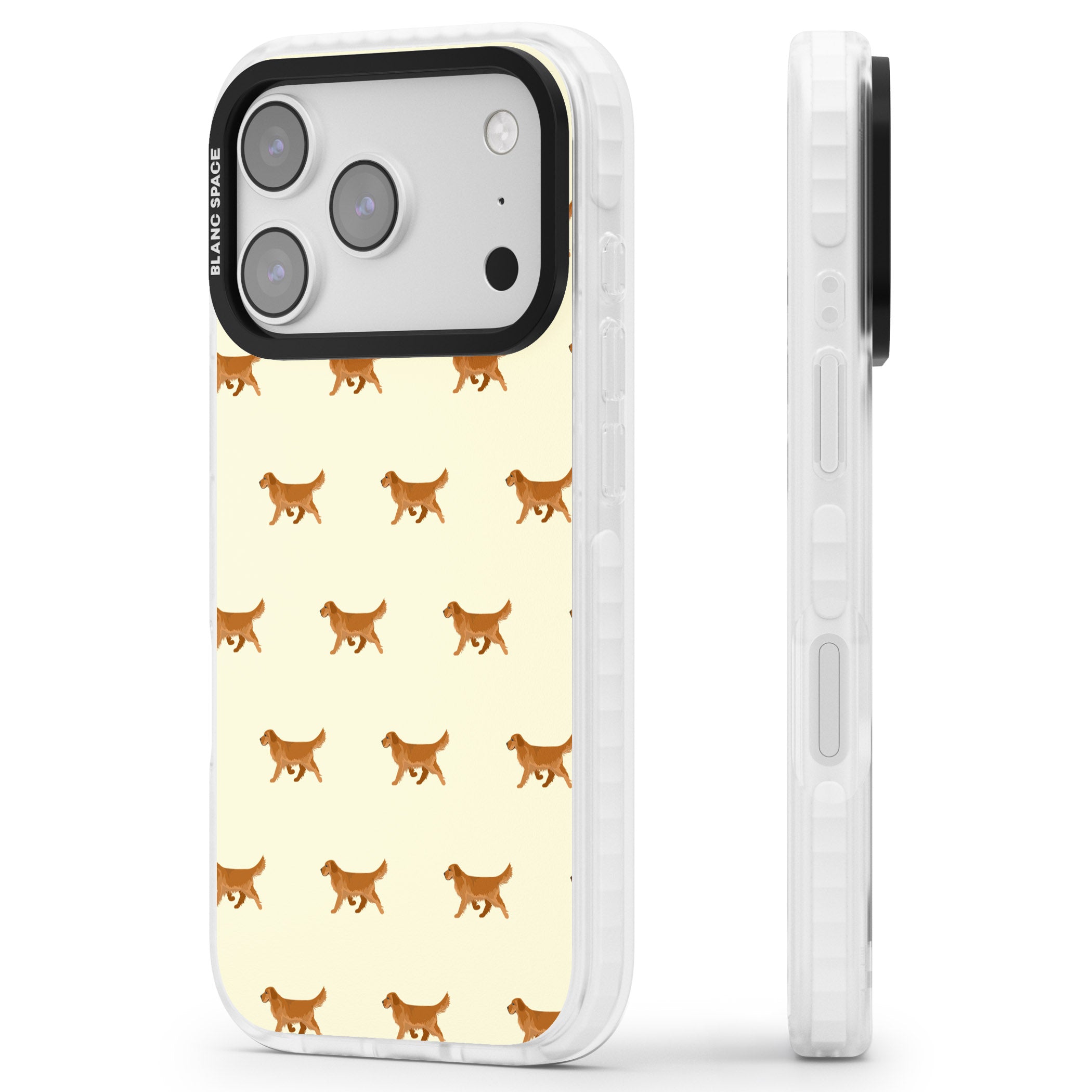 Golden Retriever Dog Pattern iPhone 17 Pro Max Impact Clear Phone Case Side Profile