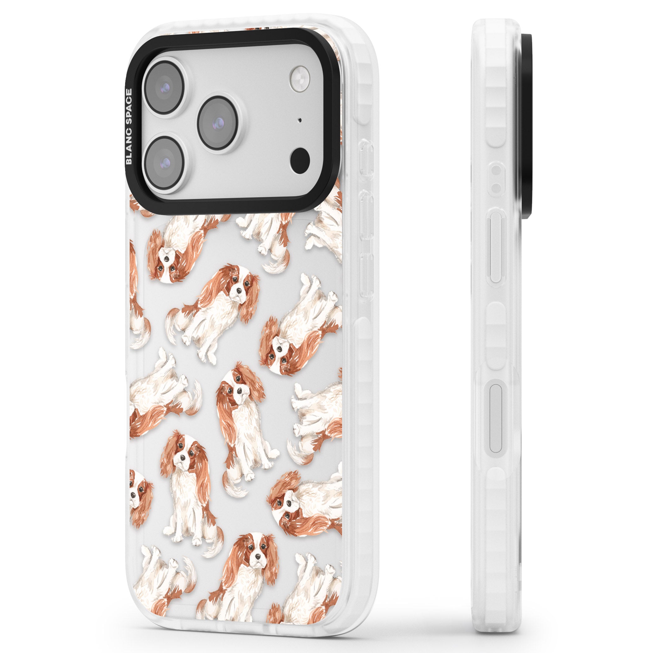 Cavalier King Charles Spaniel iPhone 17 Pro Max Impact Clear Phone Case Side Profile