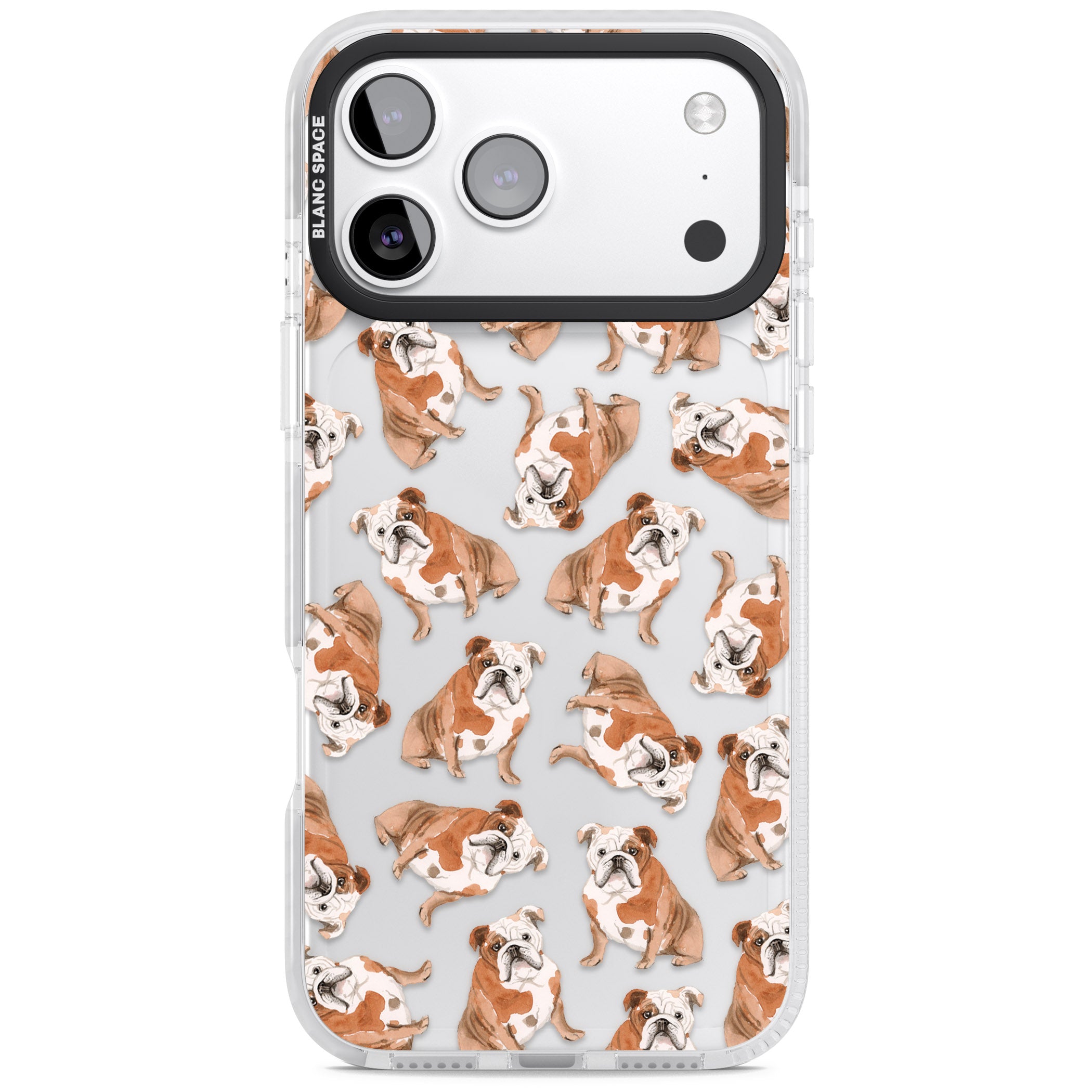 English Bulldog Watercolour Dog Pattern iPhone 17 Pro Max Impact Clear Phone Case