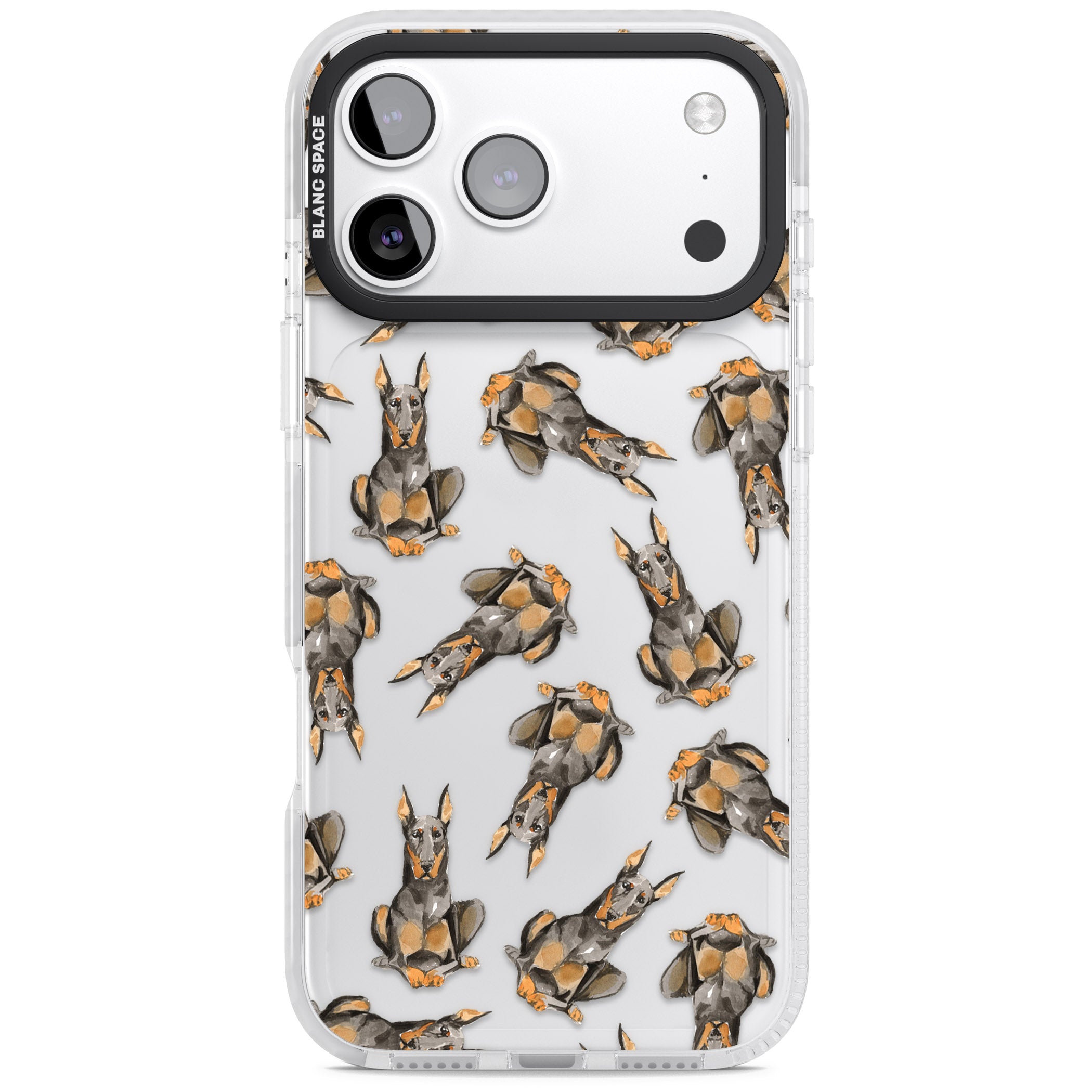 Doberman Watercolor Dog iPhone 17 Pro Max Impact Clear Phone Case