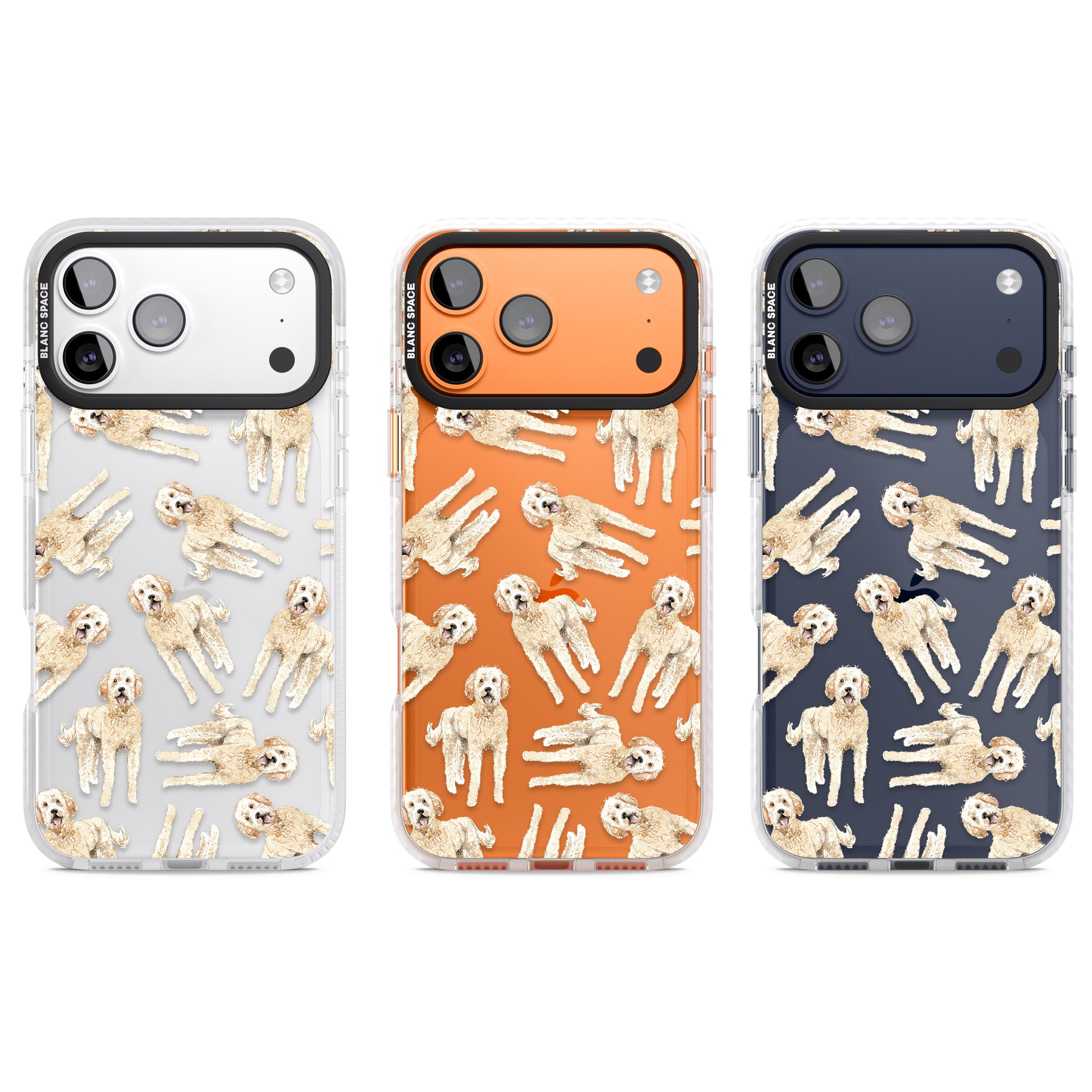 Goldendoodle Watercolour Dog Pattern iPhone 17 Pro Impact Clear Phone Case APT Impact Protection