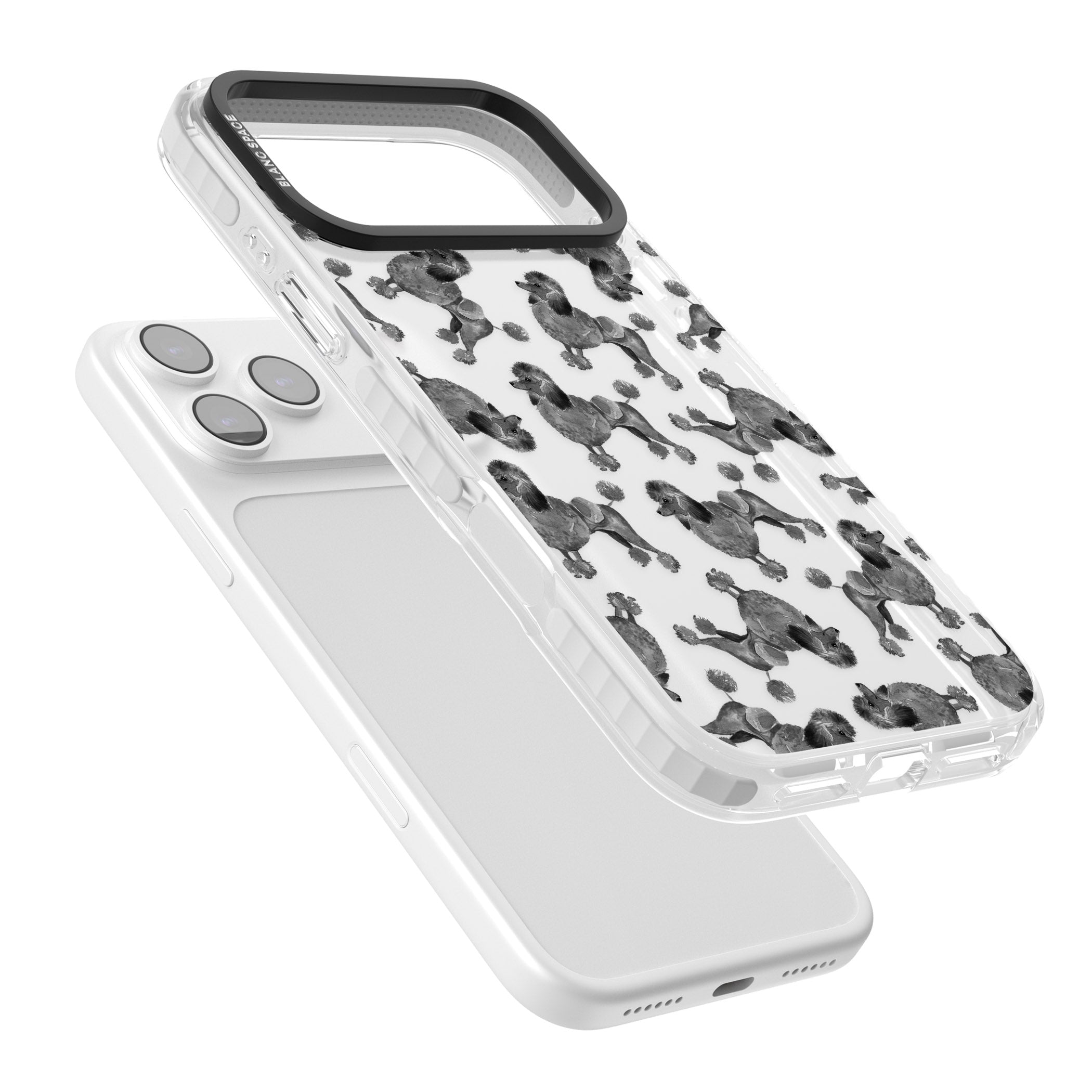 Poodle Pattern iPhone 17 Pro Impact Clear Phone Case Colours
