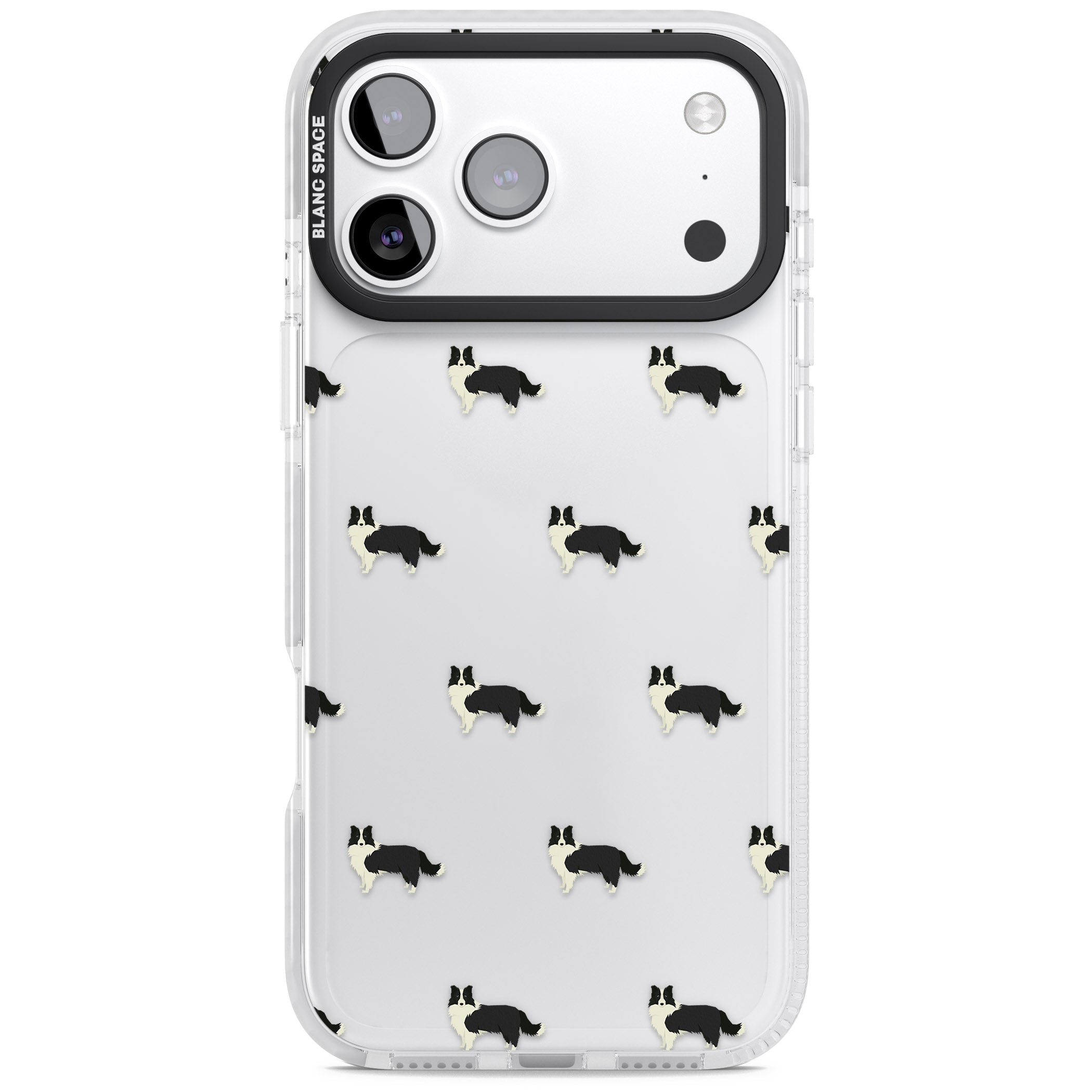 Border Collie Pattern Clear iPhone 17 Pro Max Impact Clear Phone Case