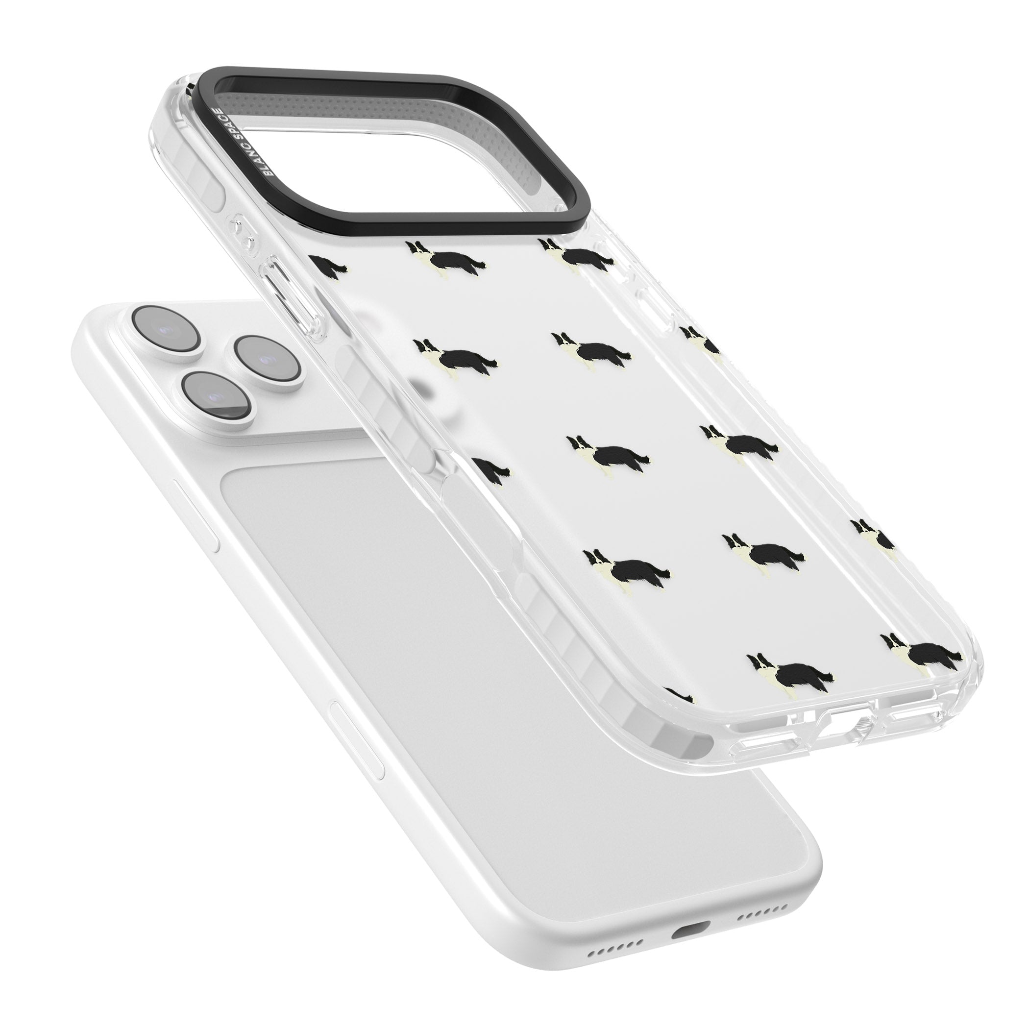 Border Collie Pattern Clear iPhone 17 Pro Max Impact Clear Phone Case Colours