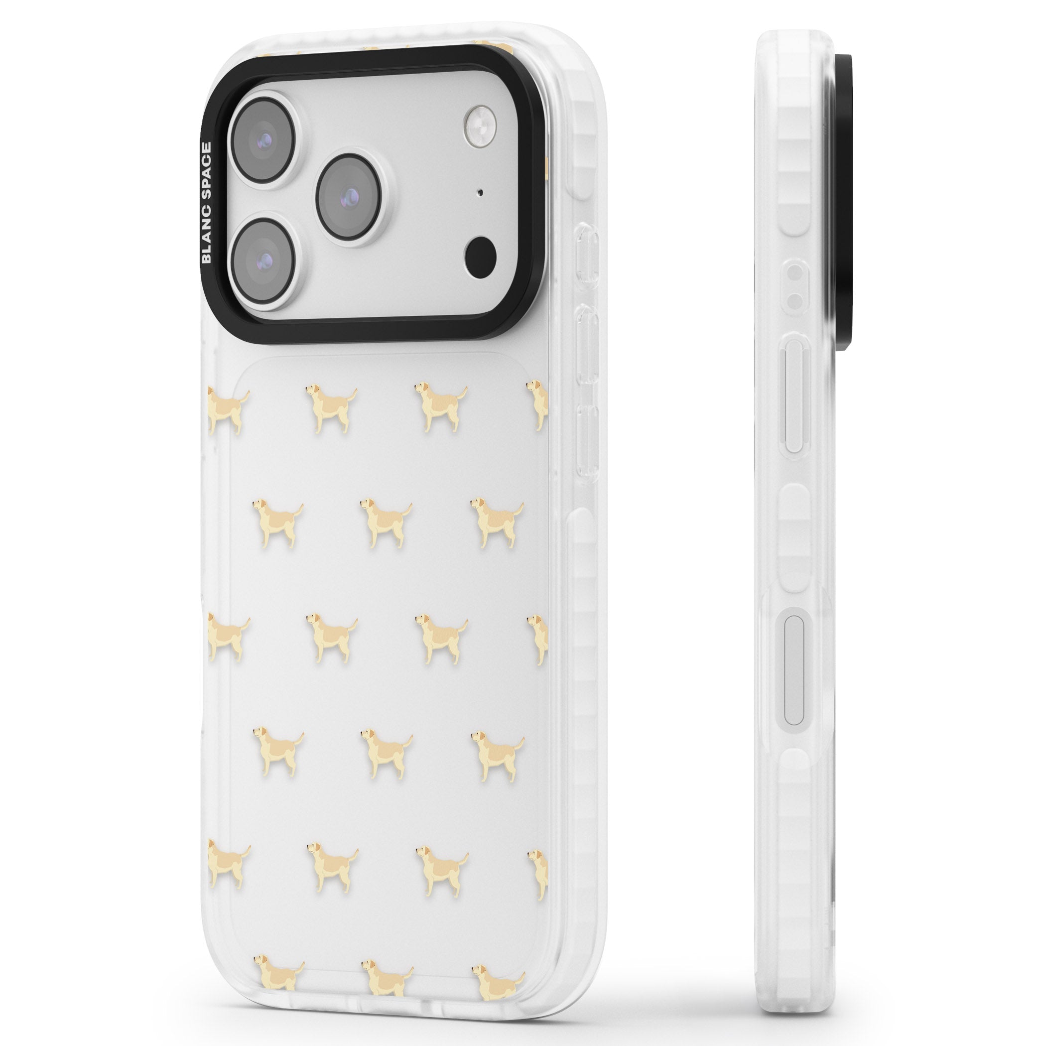 Tan Labrador Dog Pattern iPhone 17 Pro Max Impact Clear Phone Case Side Profile