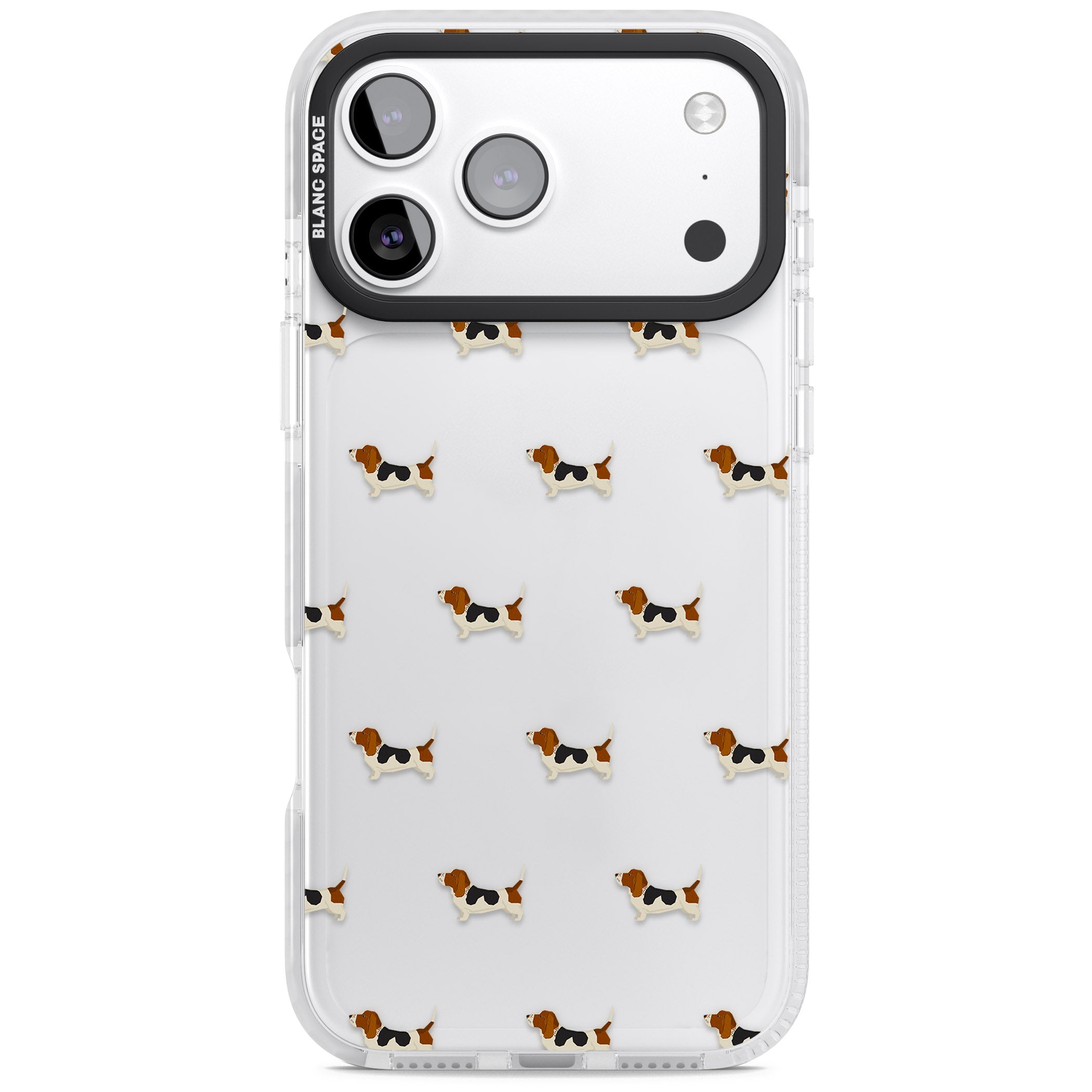 Basset Hound Pattern iPhone 17 Pro Max Impact Clear Phone Case