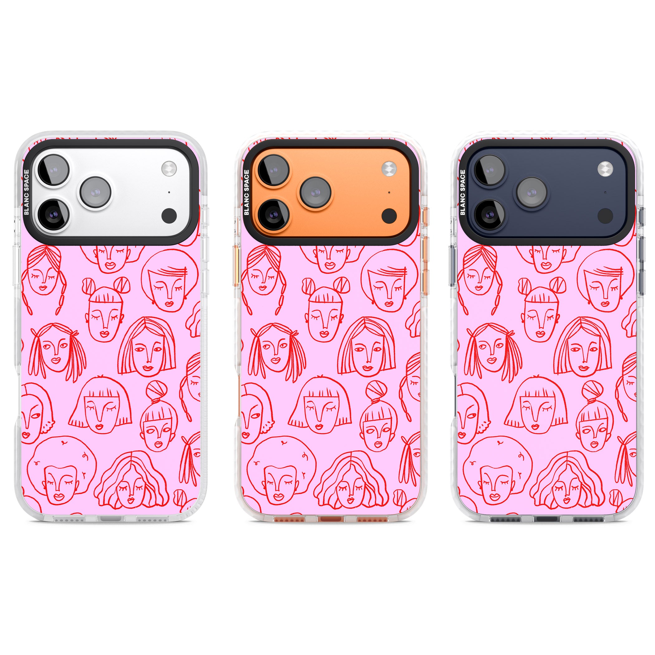 Girl Portrait Doodles iPhone 17 Pro Impact Clear Phone Case APT Impact Protection