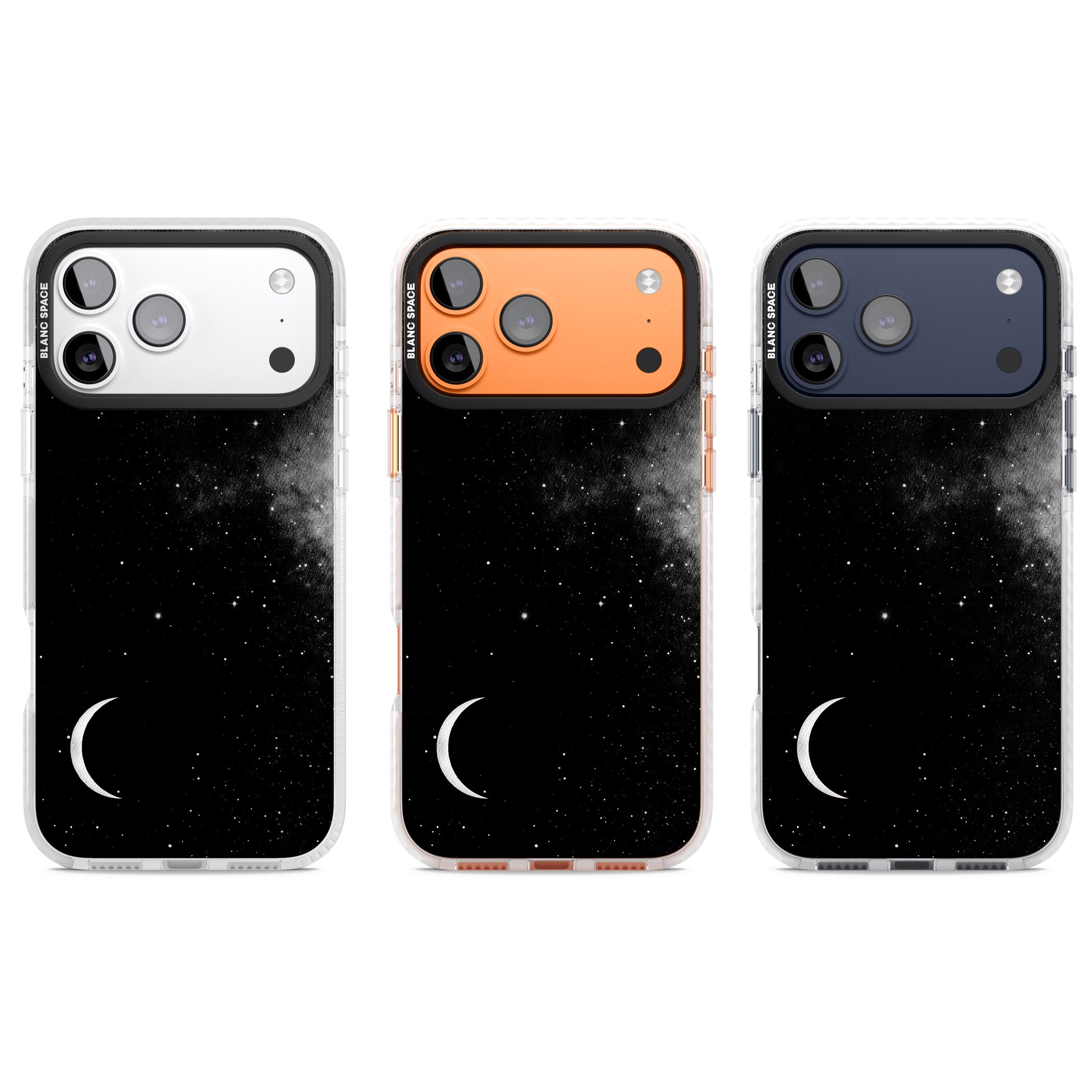 Night Sky Galaxies: Crescent Moon iPhone 17 Pro Impact Clear Phone Case APT Impact Protection