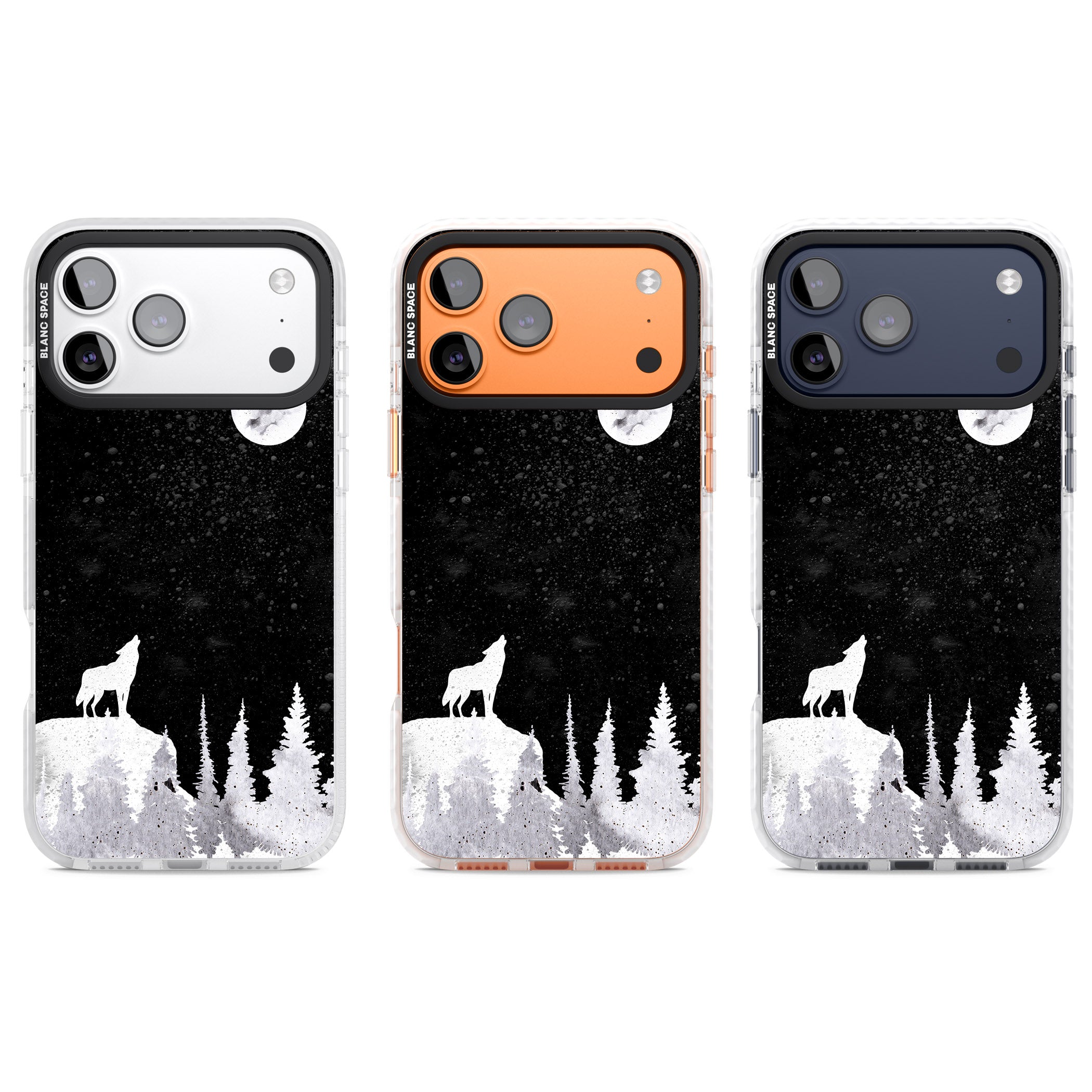 Moon Phases: Wolf & Full Moon iPhone 17 Pro Impact Clear Phone Case APT Impact Protection