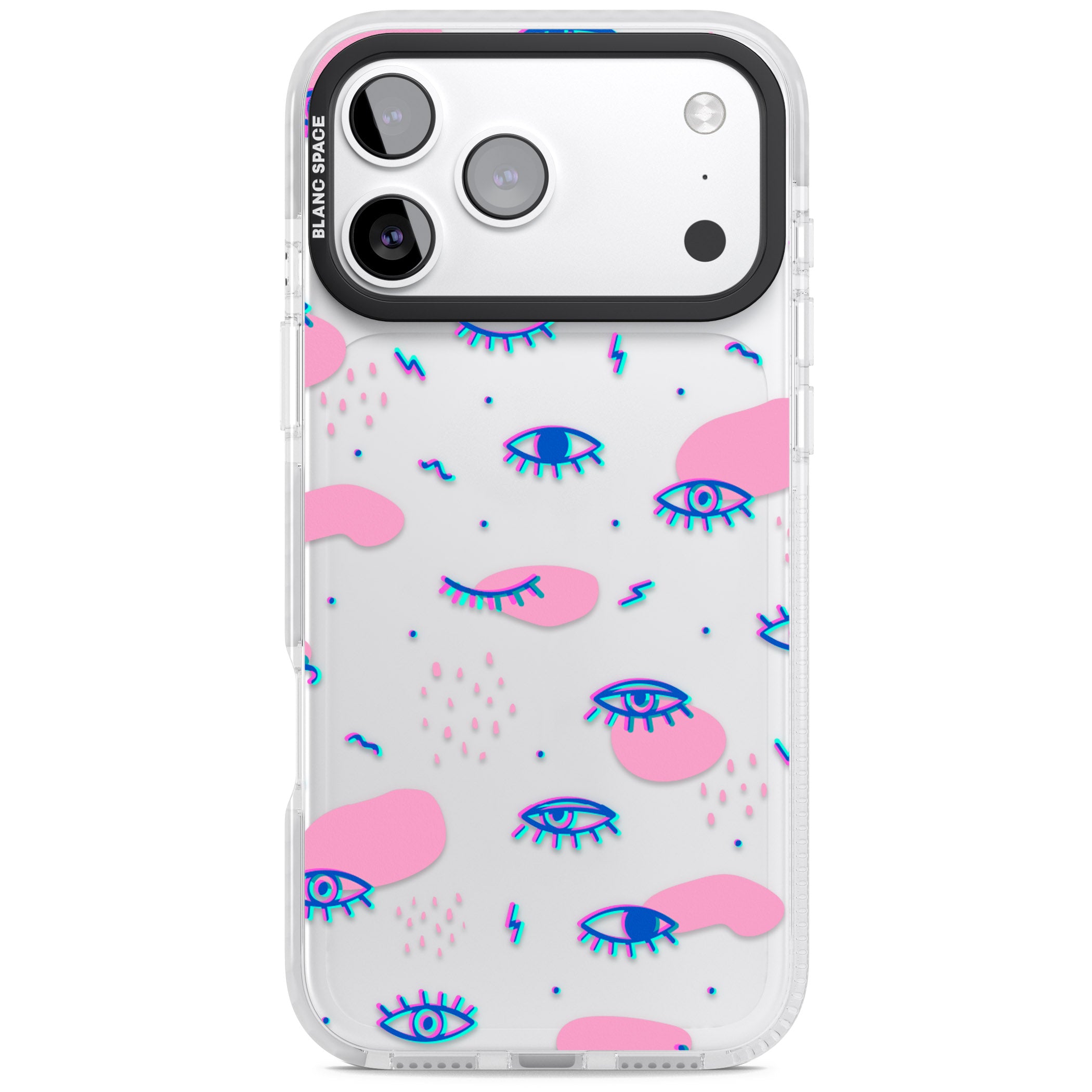 Pink Eye Pattern iPhone 17 Pro Max Impact Clear Phone Case