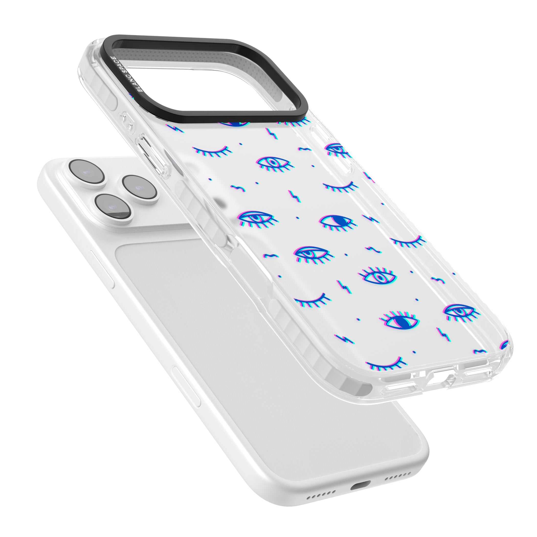 Duotone Psychedelic Eyes iPhone 17 Pro Max Impact Clear Phone Case Colours
