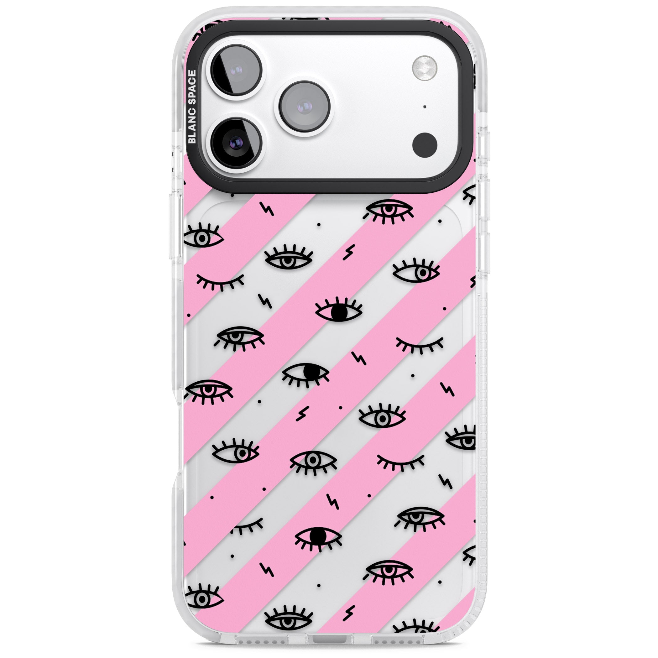 Pink Stripe Eyes iPhone 17 Pro Max Impact Clear Phone Case