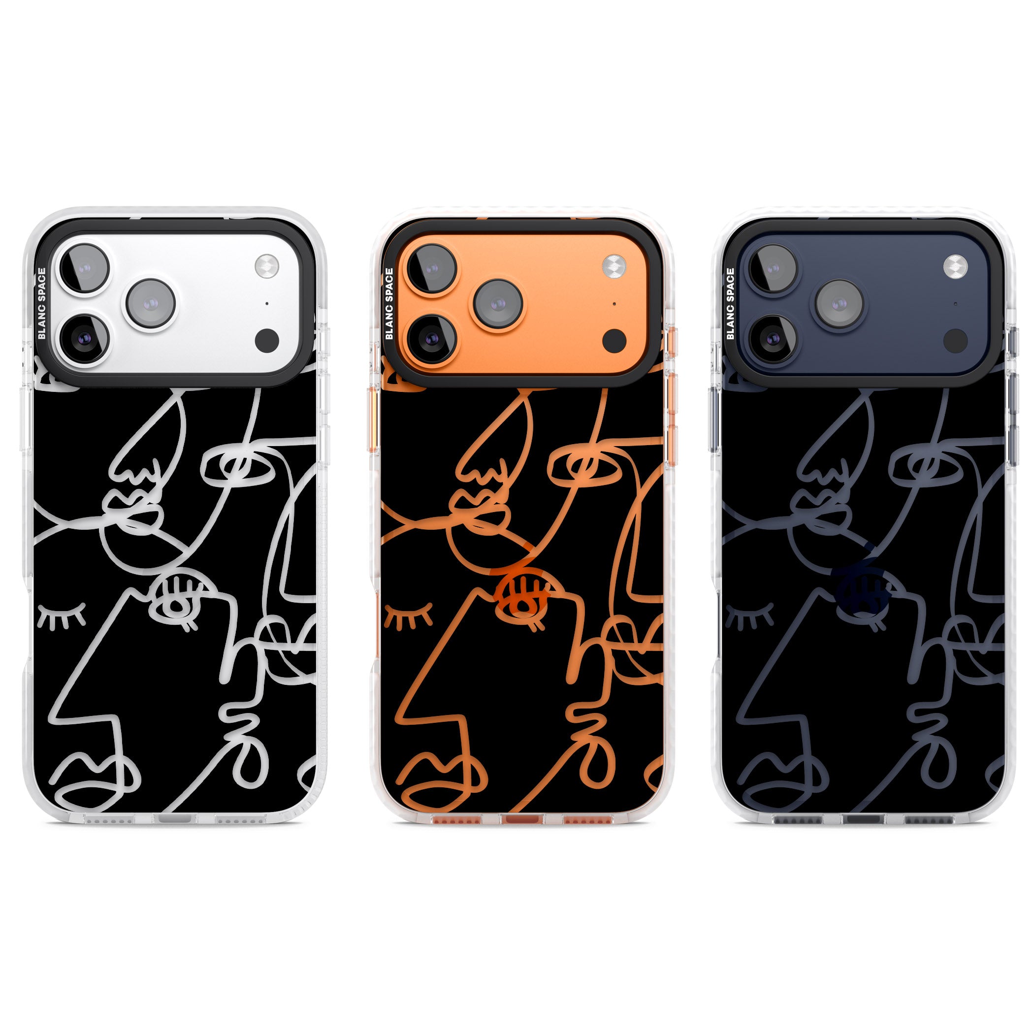 Abstract Line Art Clear Black iPhone 17 Pro Impact Clear Phone Case APT Impact Protection