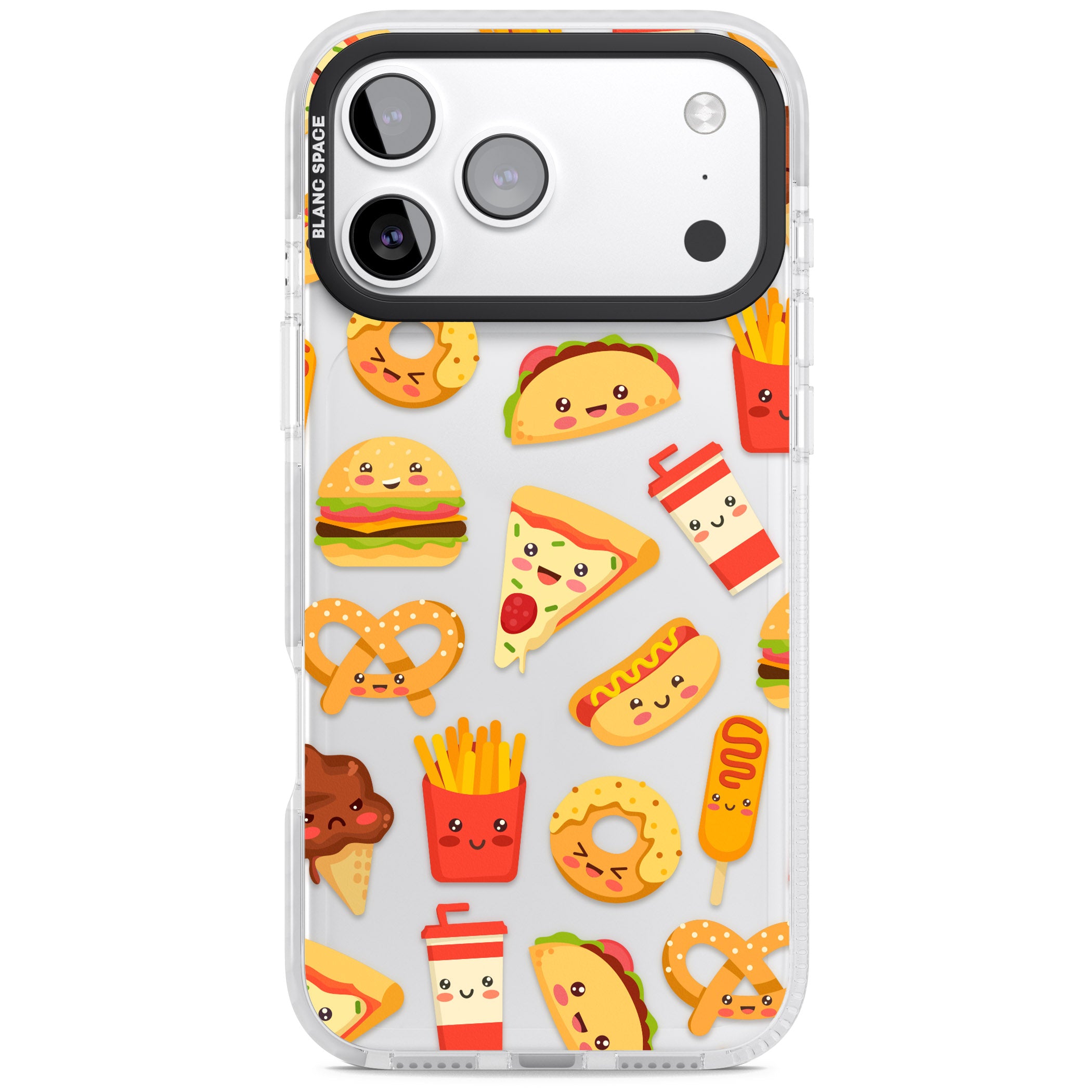 Fast Food Patterns Kawaii Fast Food Mix iPhone 17 Pro Max Impact Clear Phone Case