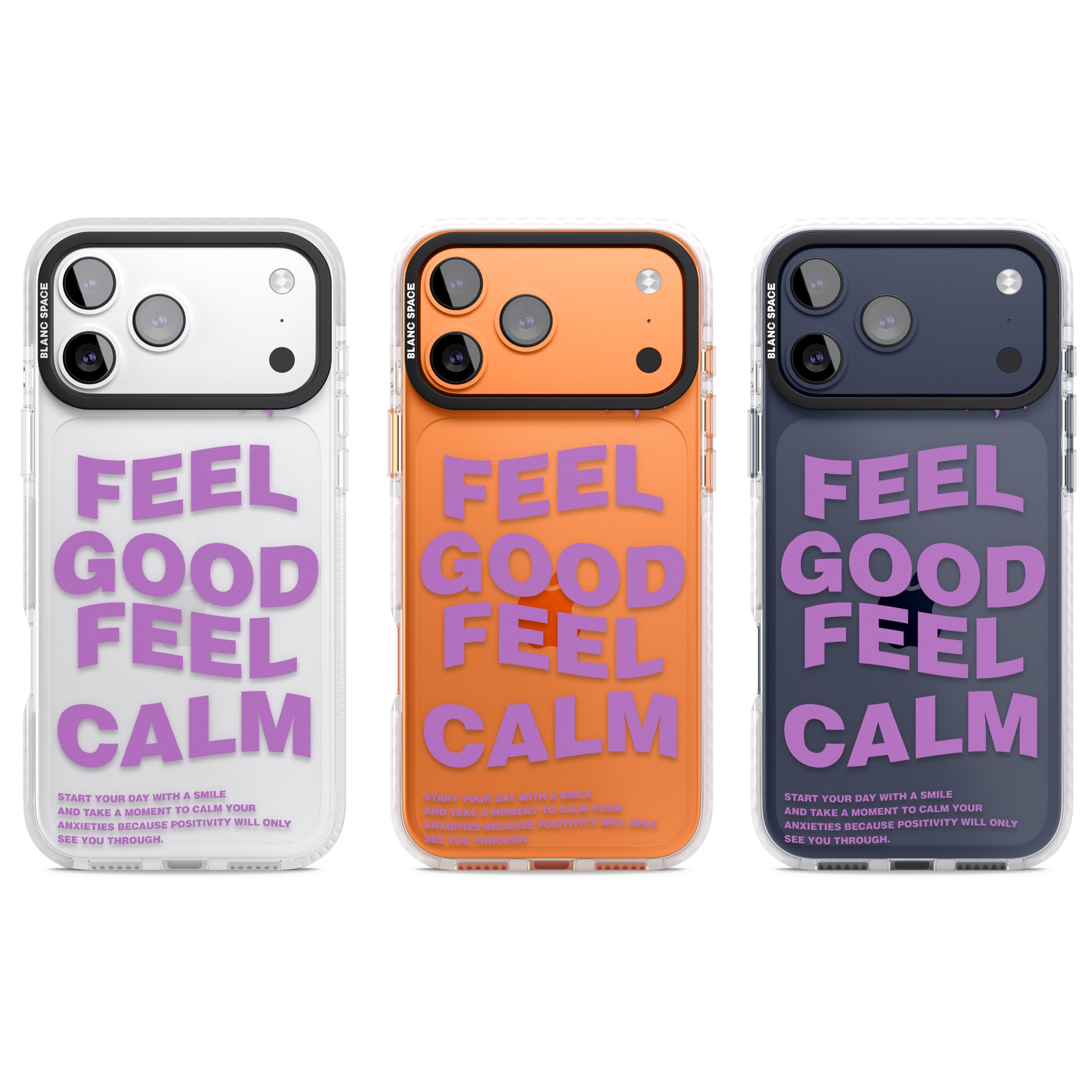 Feel Good Feel Calm (Purple) iPhone 17 Pro Impact Clear Phone Case APT Impact Protection