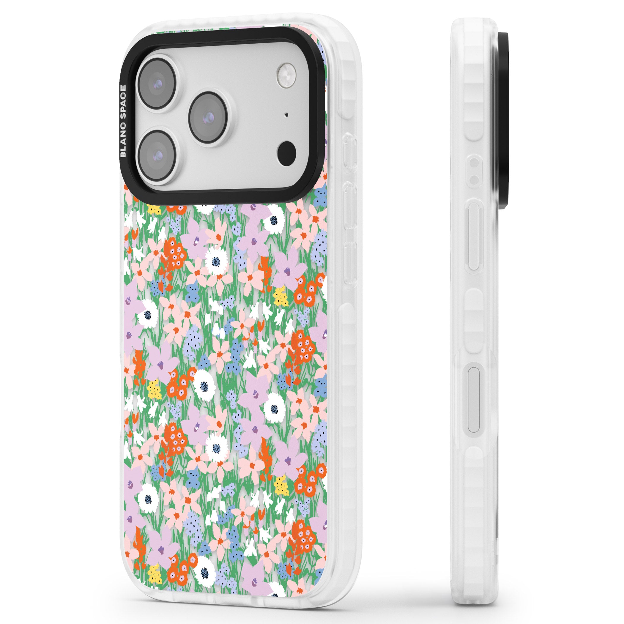 Floral Bloom Jazzy iPhone 17 Pro Max Impact Clear Phone Case Side Profile