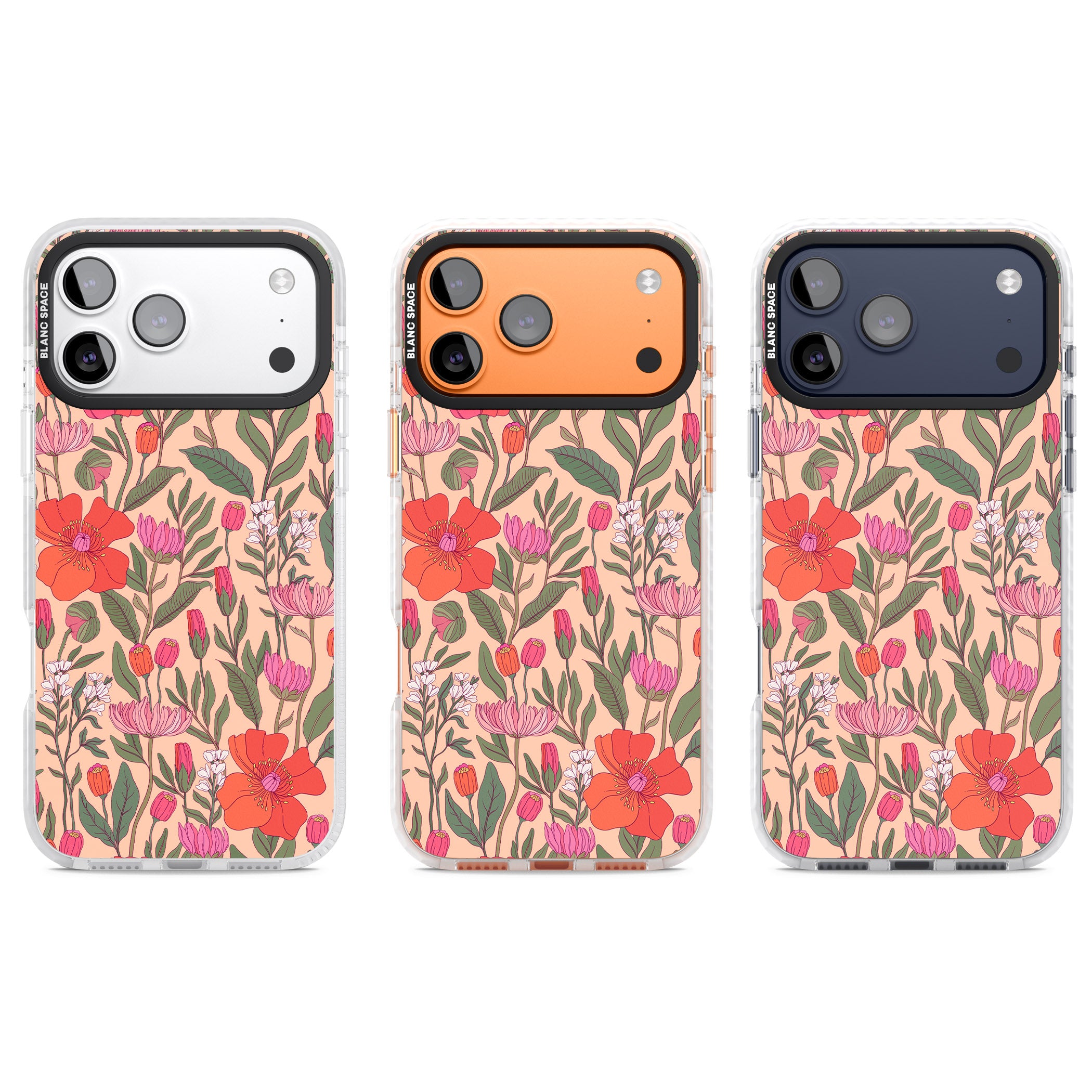 Peachy Floral Background iPhone 17 Pro Impact Clear Phone Case APT Impact Protection