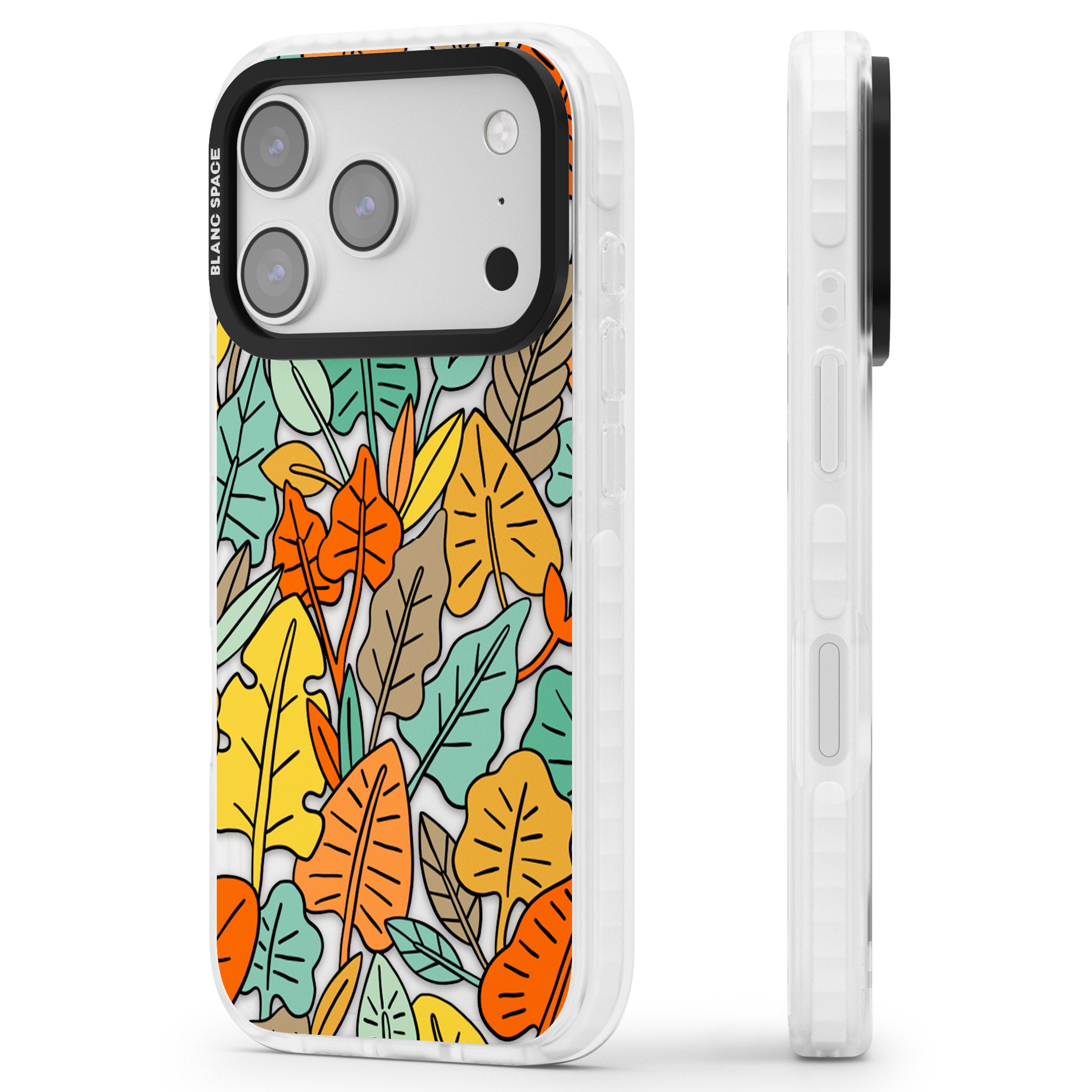 Pastel Toned Autumn Leaves iPhone 17 Pro Max Impact Clear Phone Case Side Profile