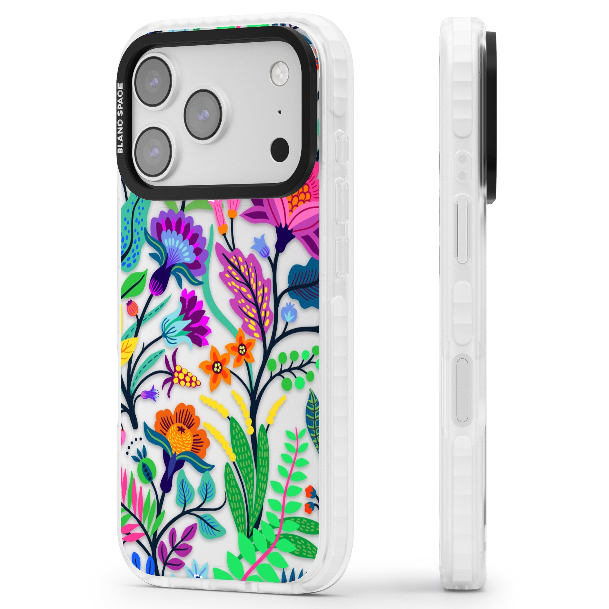 Floral Vibe iPhone 17 Pro Max Impact Clear Phone Case Side Profile