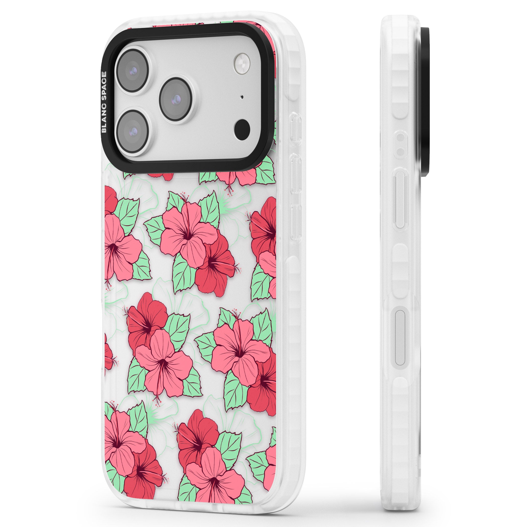 Pink Peony iPhone 17 Pro Max Impact Clear Phone Case Side Profile