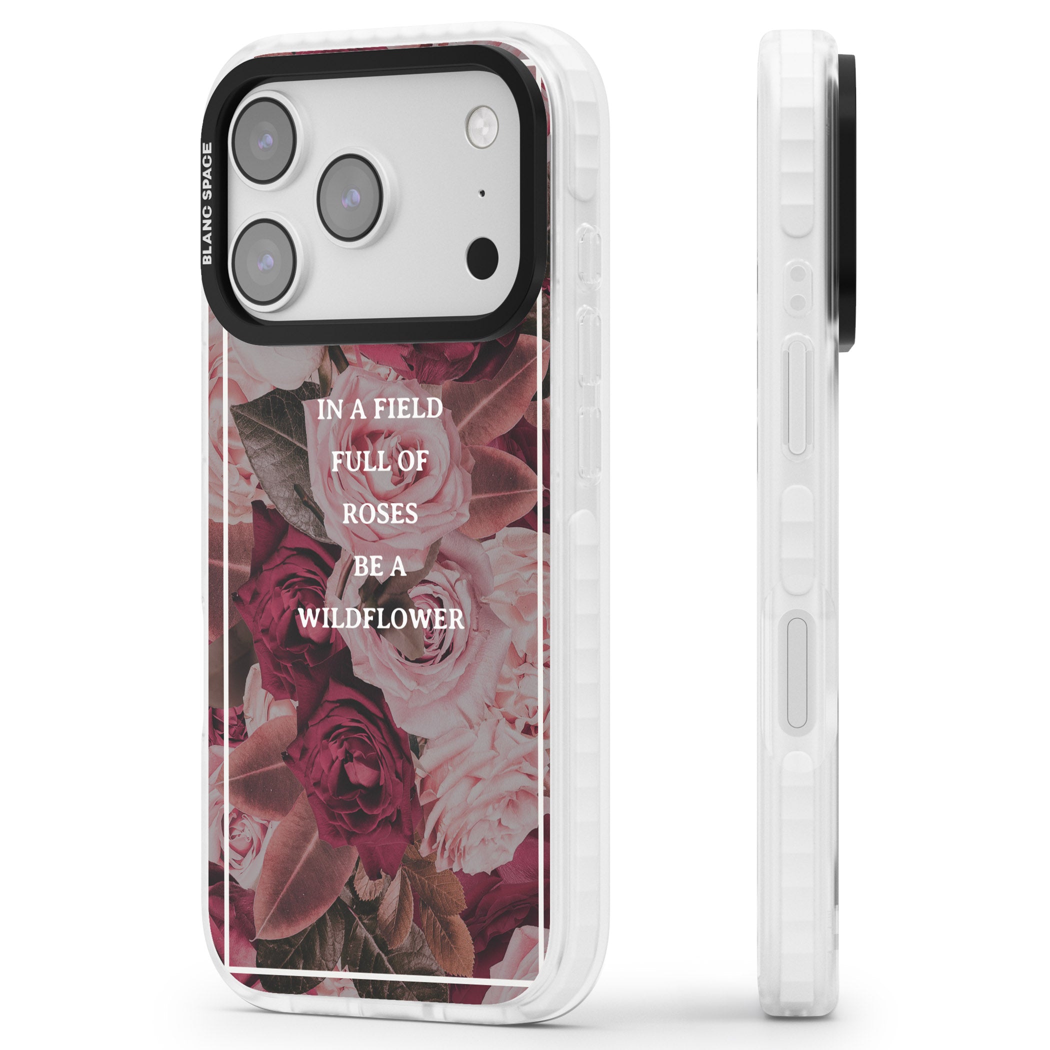 Wildflower Floral Quote iPhone 17 Pro Max Impact Clear Phone Case Side Profile