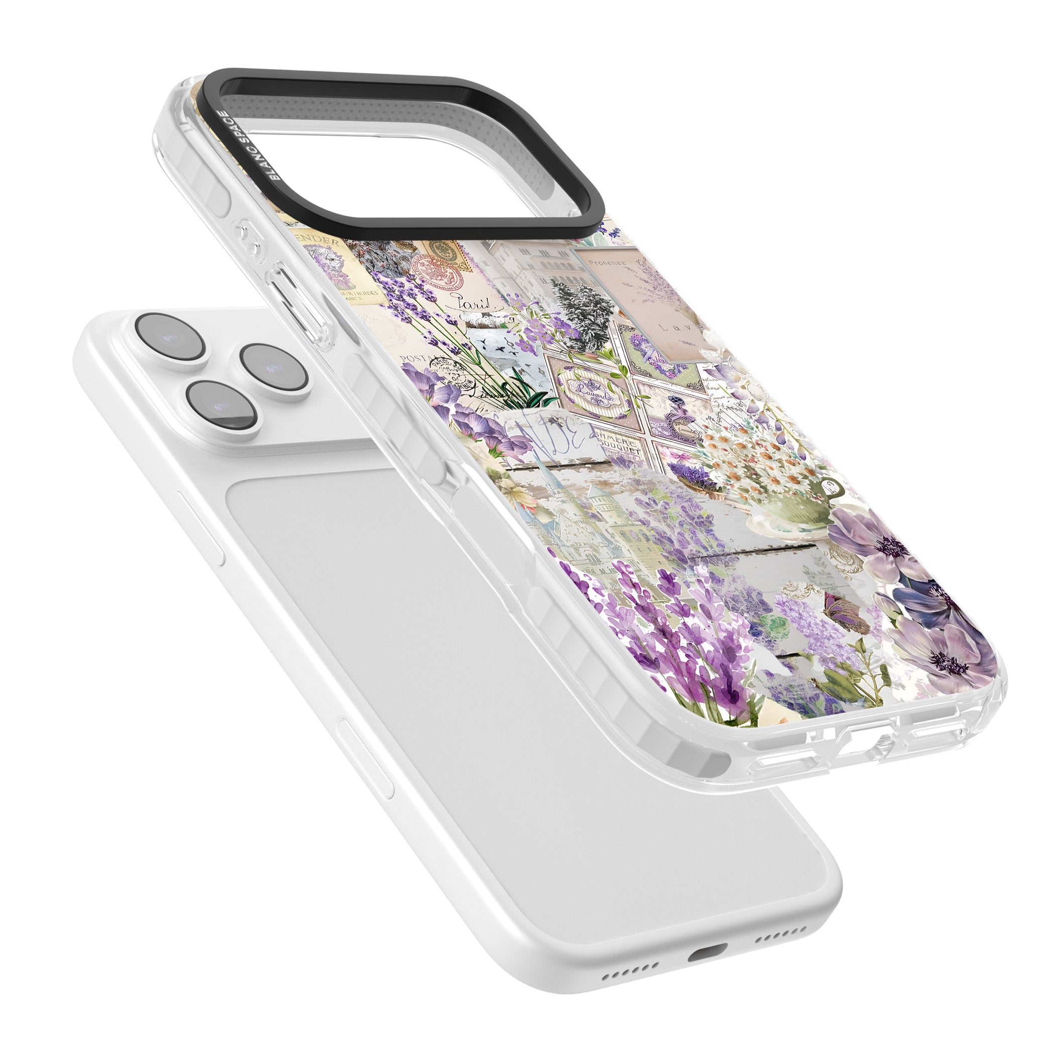 Soft Lavender Collage iPhone 17 Pro Max Impact Clear Phone Case Colours