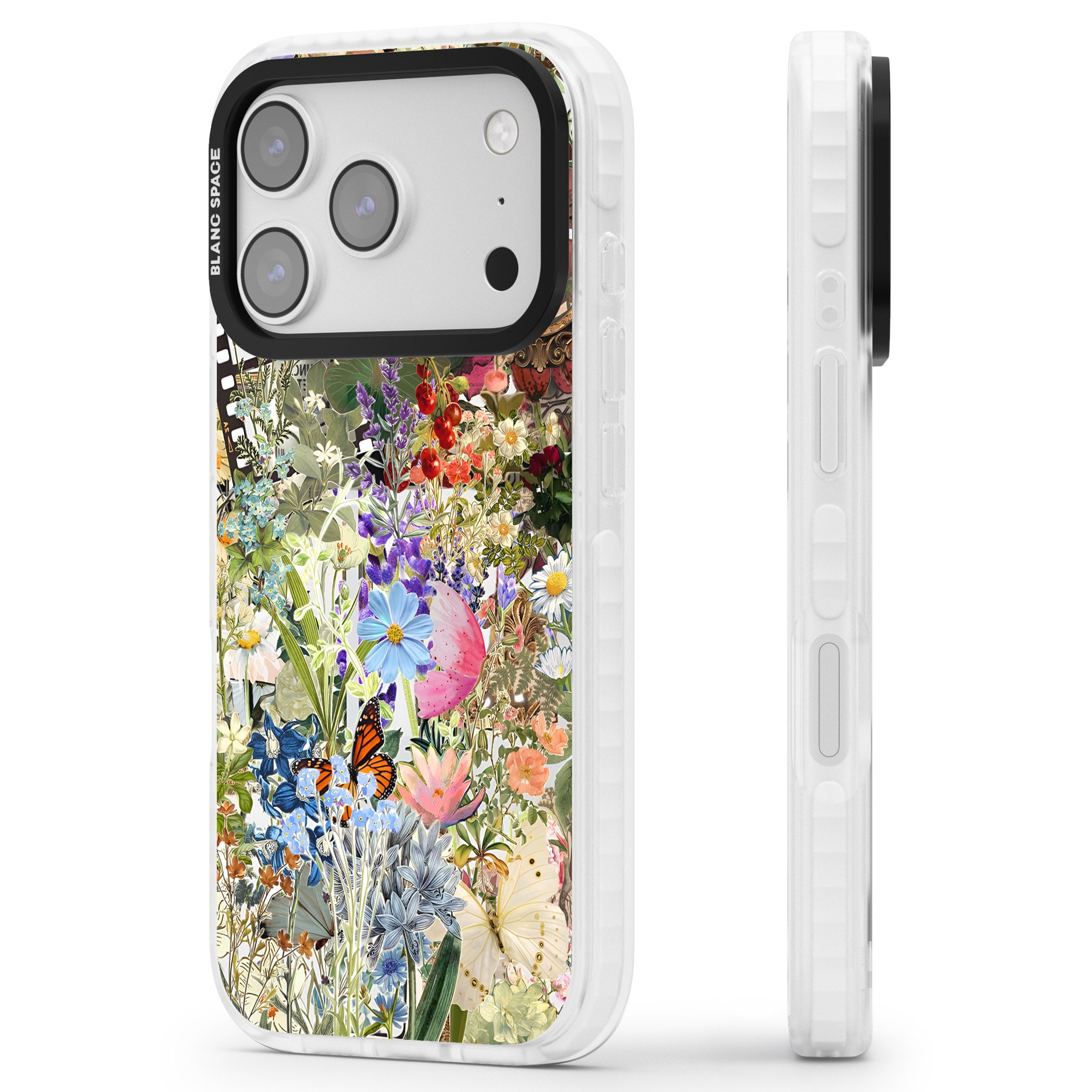 Flower Mix Collage iPhone 17 Pro Max Impact Clear Phone Case Side Profile