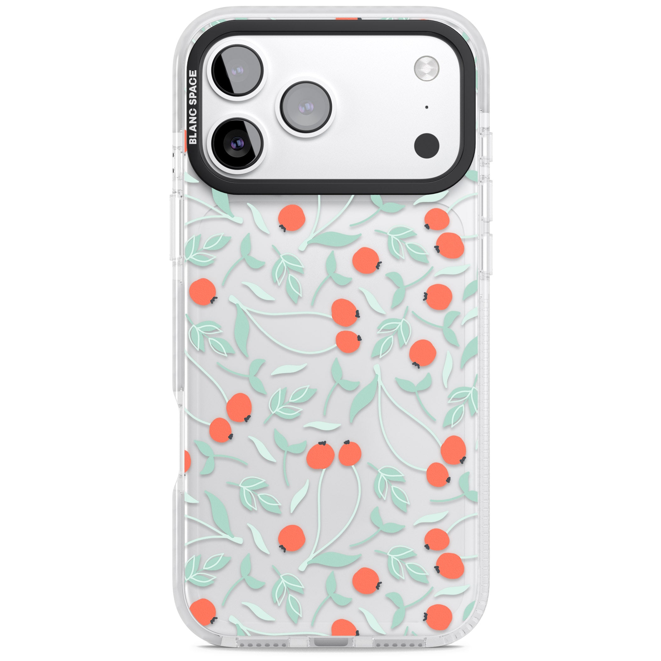 Red Berries Floral iPhone 17 Pro Max Impact Clear Phone Case