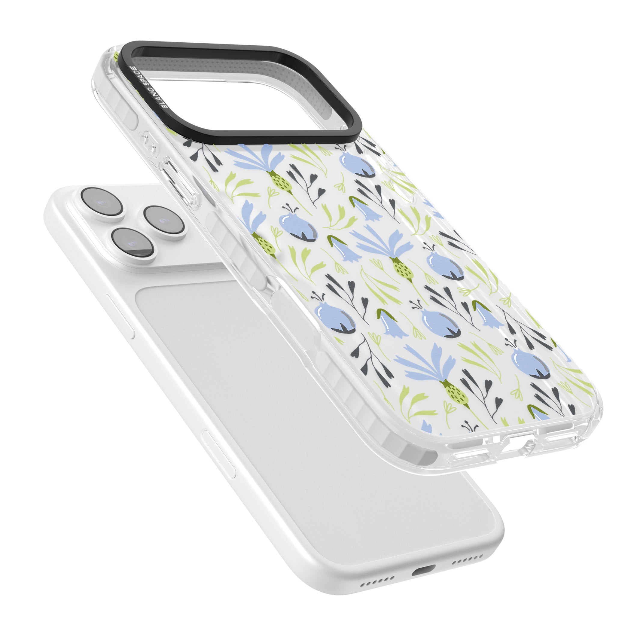 Blue Flora Bloom iPhone 17 Pro Max Impact Clear Phone Case Colours