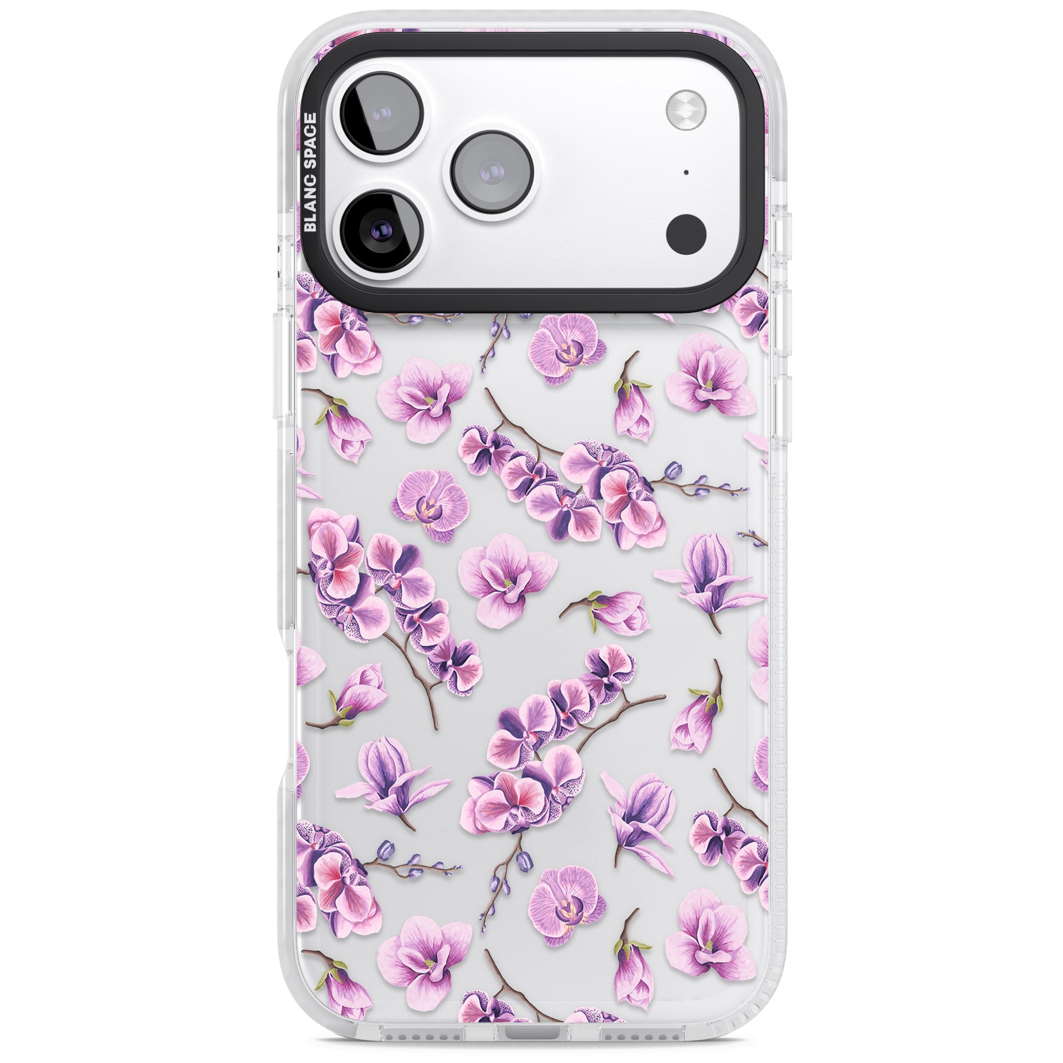 Purple Orchids Floral iPhone 17 Pro Max Impact Clear Phone Case