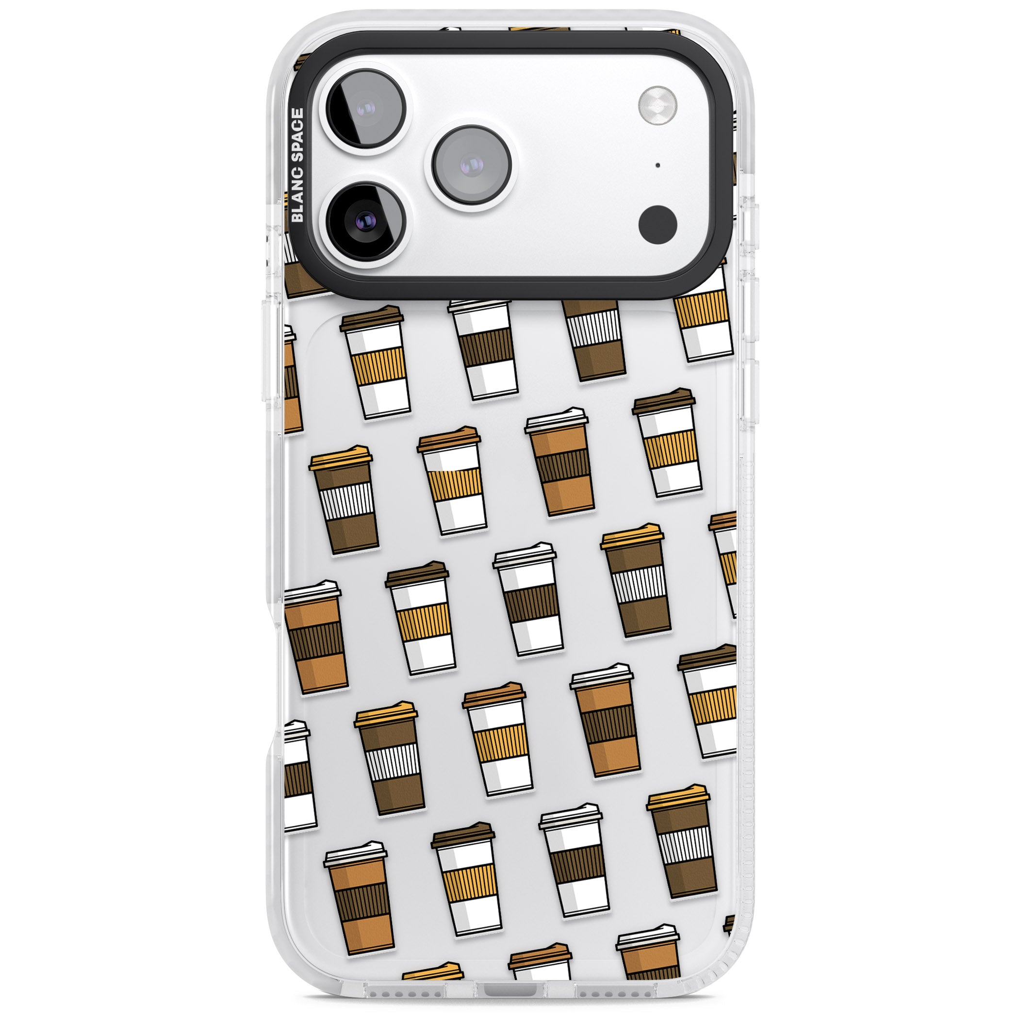 Coffee Cup Pattern iPhone 17 Pro Max Impact Clear Phone Case