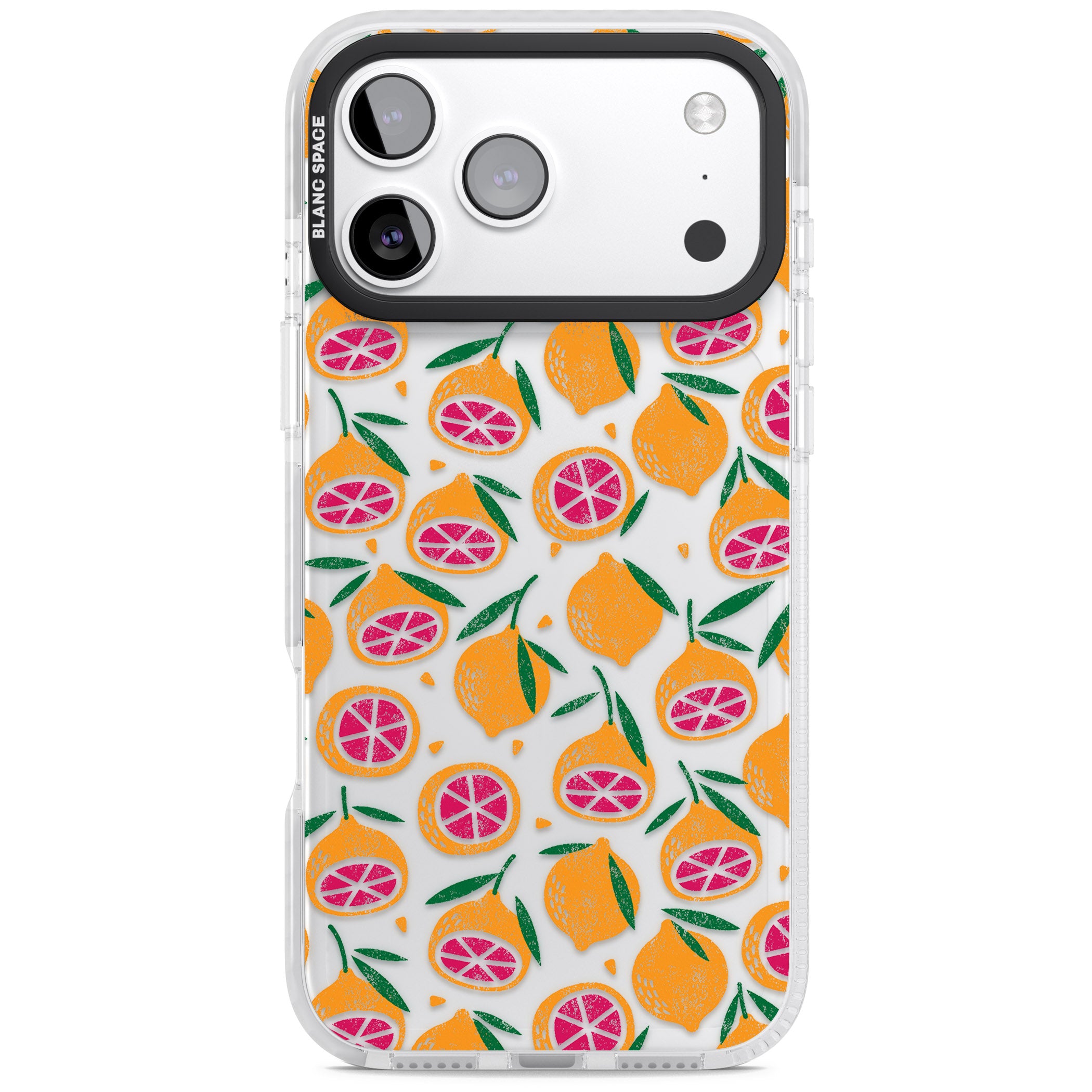Blood Orange Fruit Pattern Transparent iPhone 17 Pro Max Impact Clear Phone Case