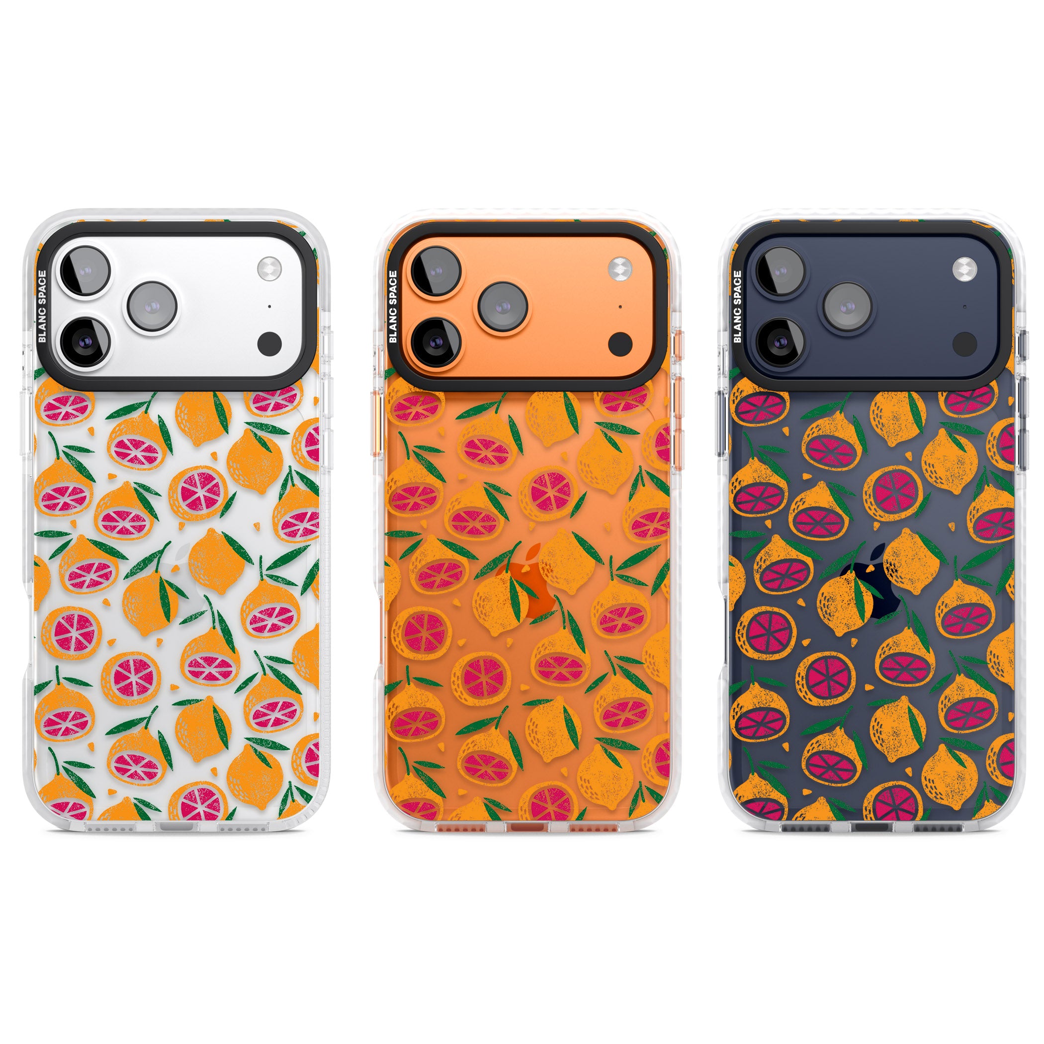 Blood Orange Fruit Pattern Transparent iPhone 17 Pro Impact Clear Phone Case APT Impact Protection
