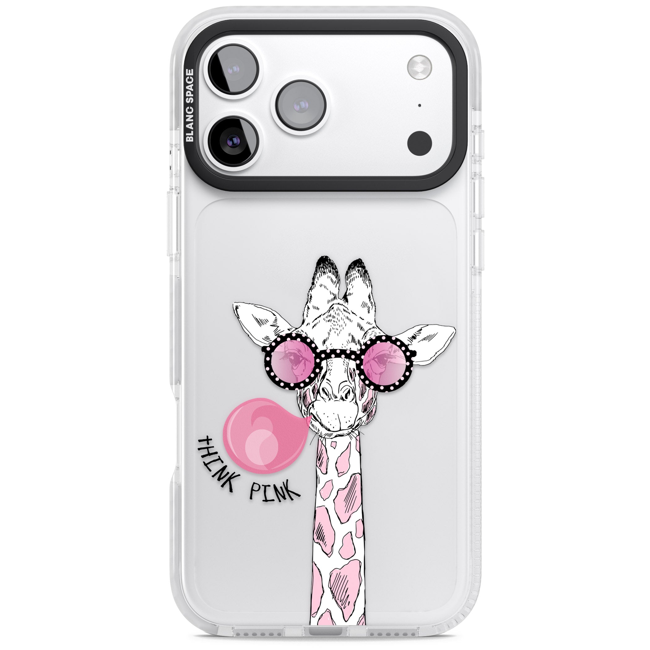 Think Pink Giraffe iPhone 17 Pro Max Impact Clear Phone Case