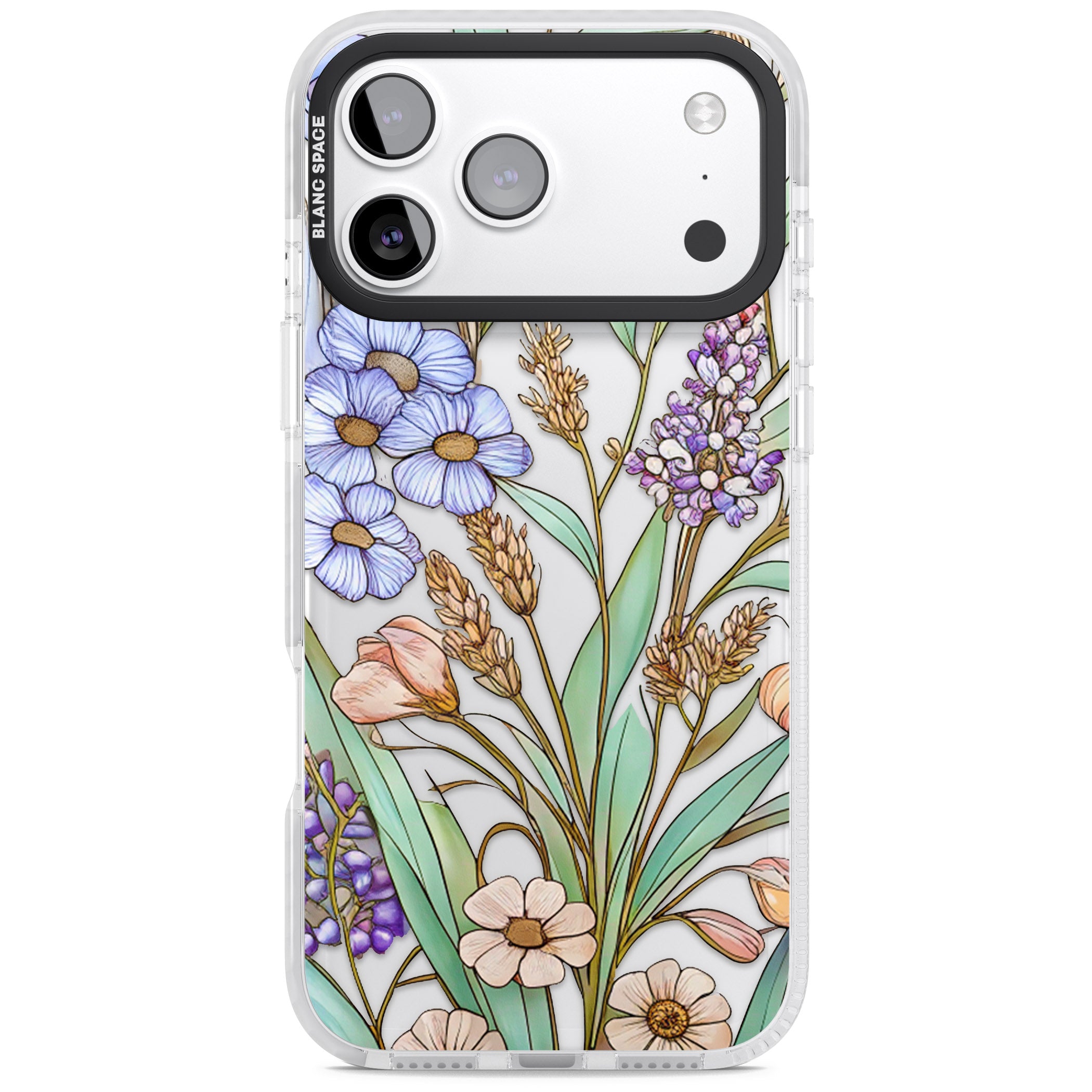 Glass Lavenders & Daisies iPhone 17 Pro Max Impact Clear Phone Case