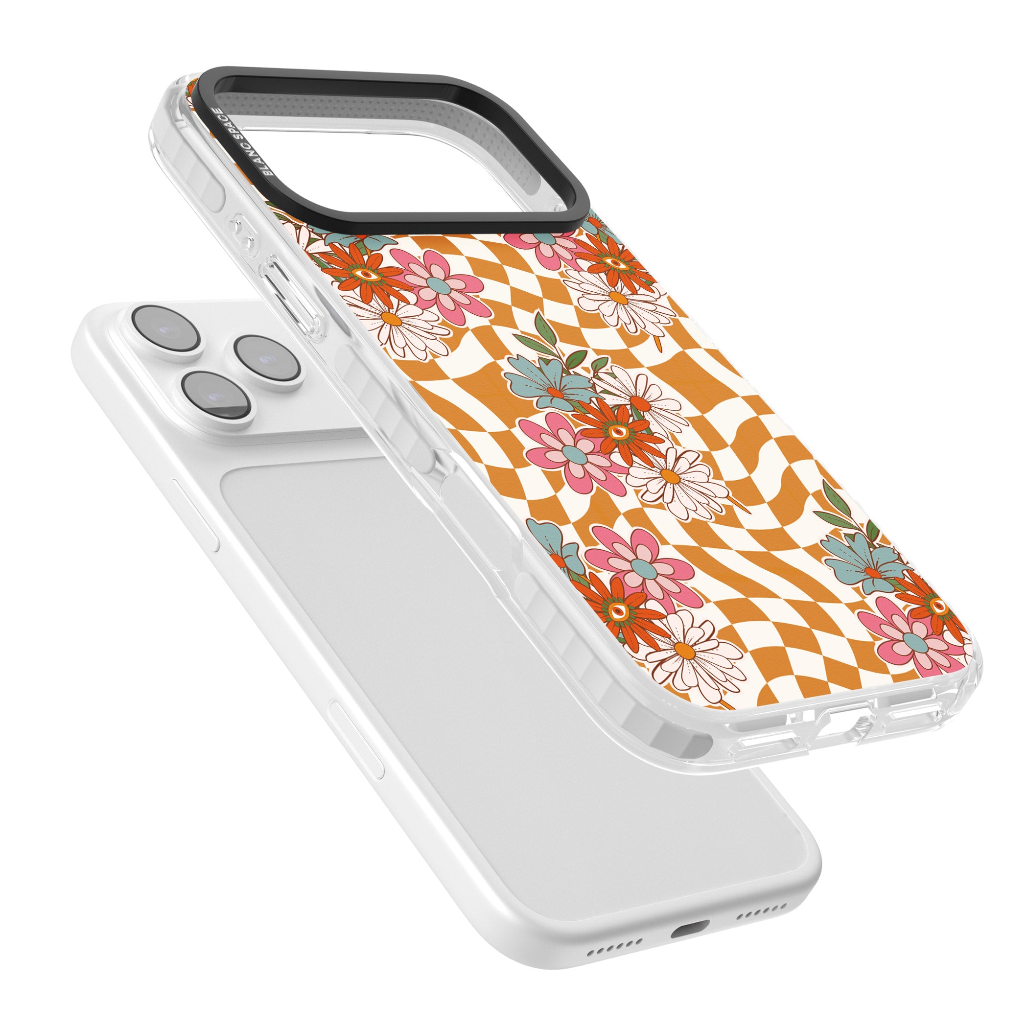 Wavy Checked Bloom iPhone 17 Pro Max Impact Clear Phone Case Colours