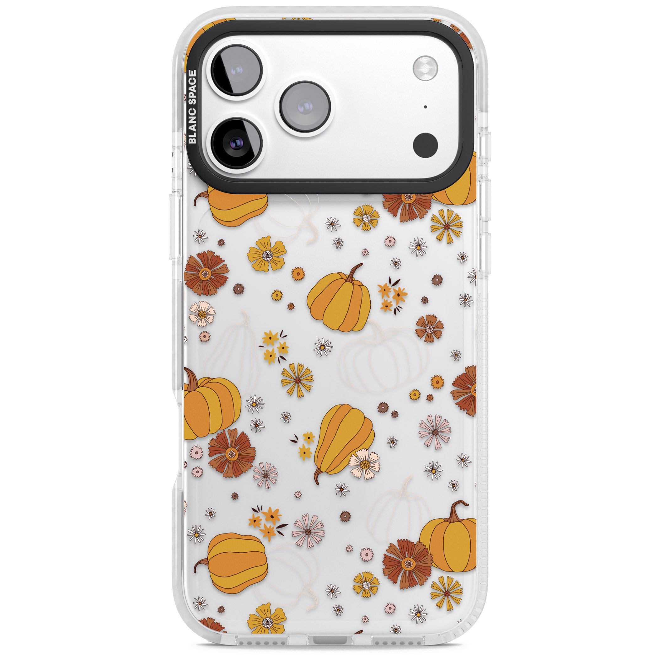 Halloween Pumpkins And Flowers iPhone 17 Pro Max Impact Clear Phone Case
