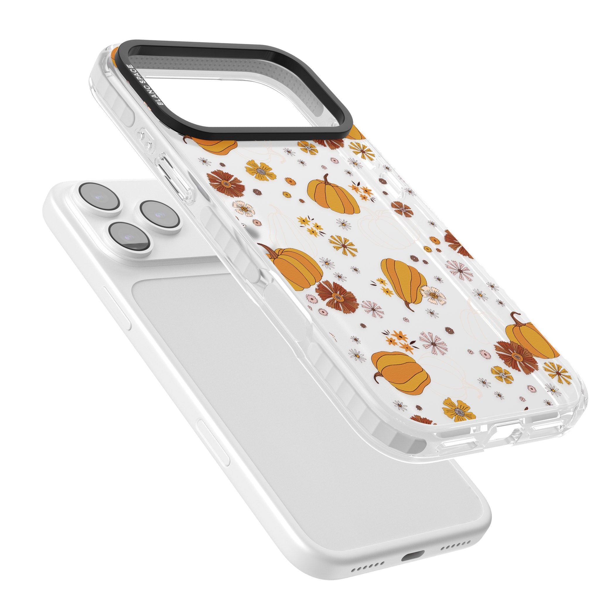 Halloween Pumpkins And Flowers iPhone 17 Pro Max Impact Clear Phone Case Colours