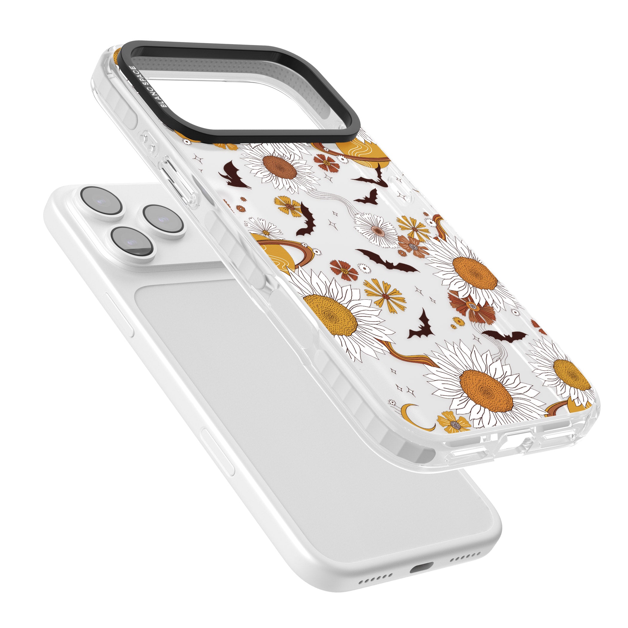 Halloween Bats And Planets iPhone 17 Pro Max Impact Clear Phone Case Colours