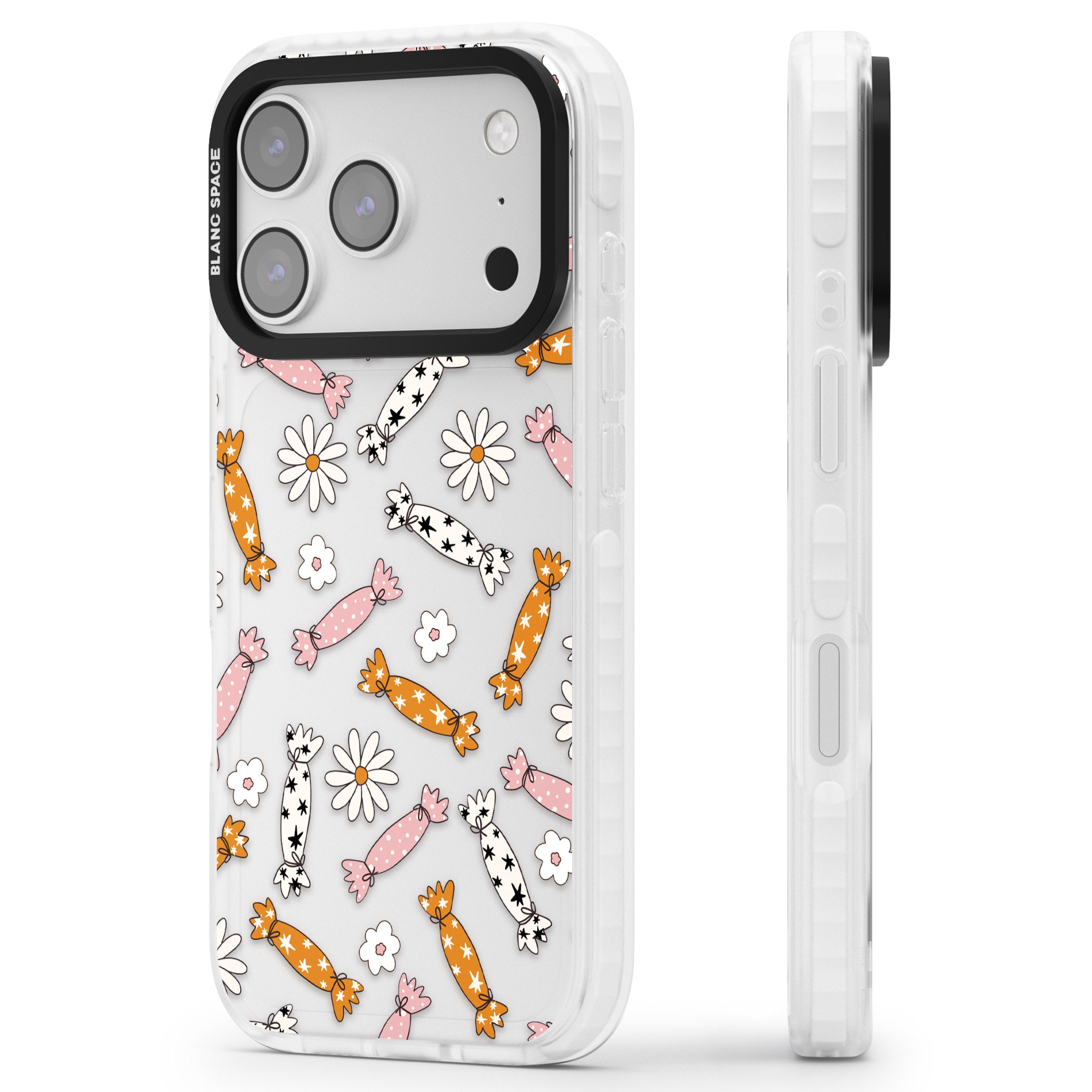 Floral Candy iPhone 17 Pro Max Impact Clear Phone Case Side Profile