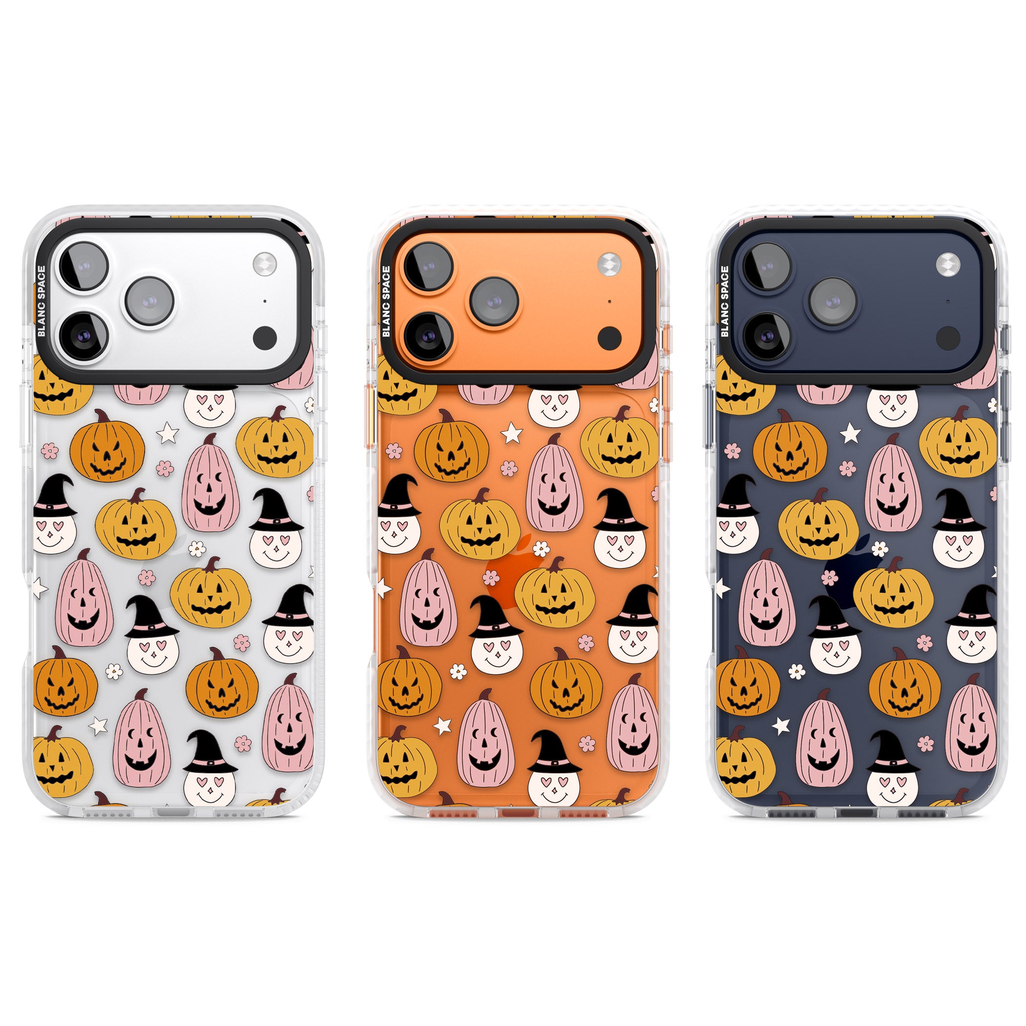 Witches And Pumpkins Pattern iPhone 17 Pro Impact Clear Phone Case APT Impact Protection