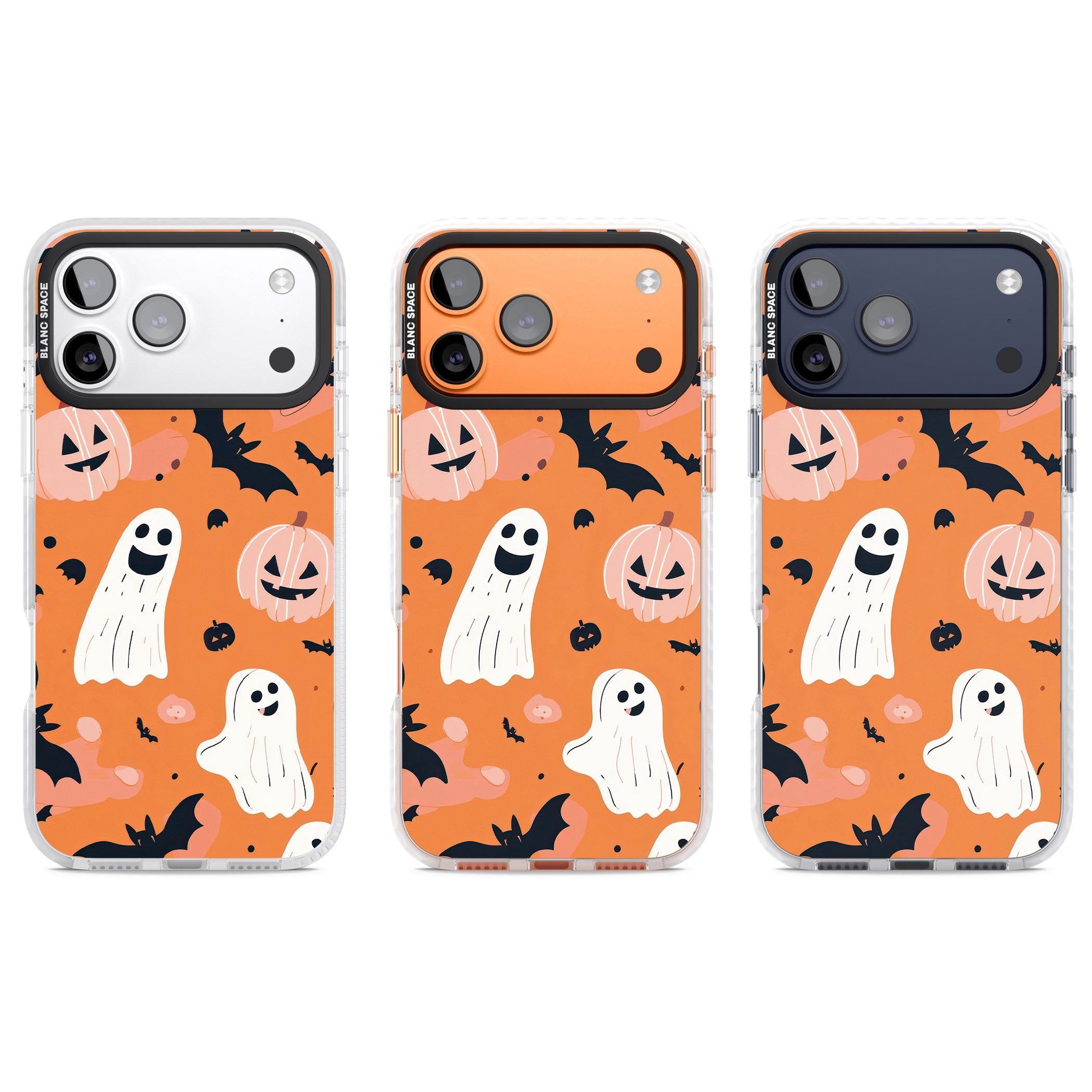 Orange Halloween Pattern iPhone 17 Pro Impact Clear Phone Case APT Impact Protection
