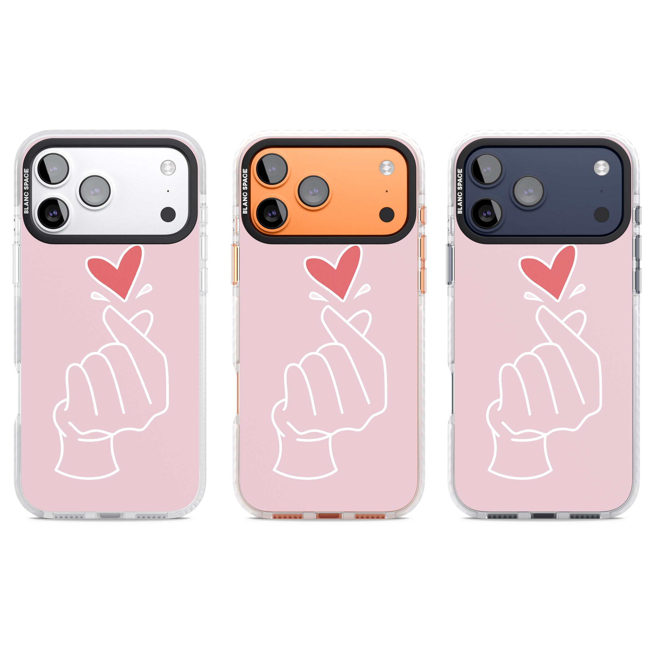 Pink Heart Hand iPhone 17 Pro Impact Clear Phone Case APT Impact Protection