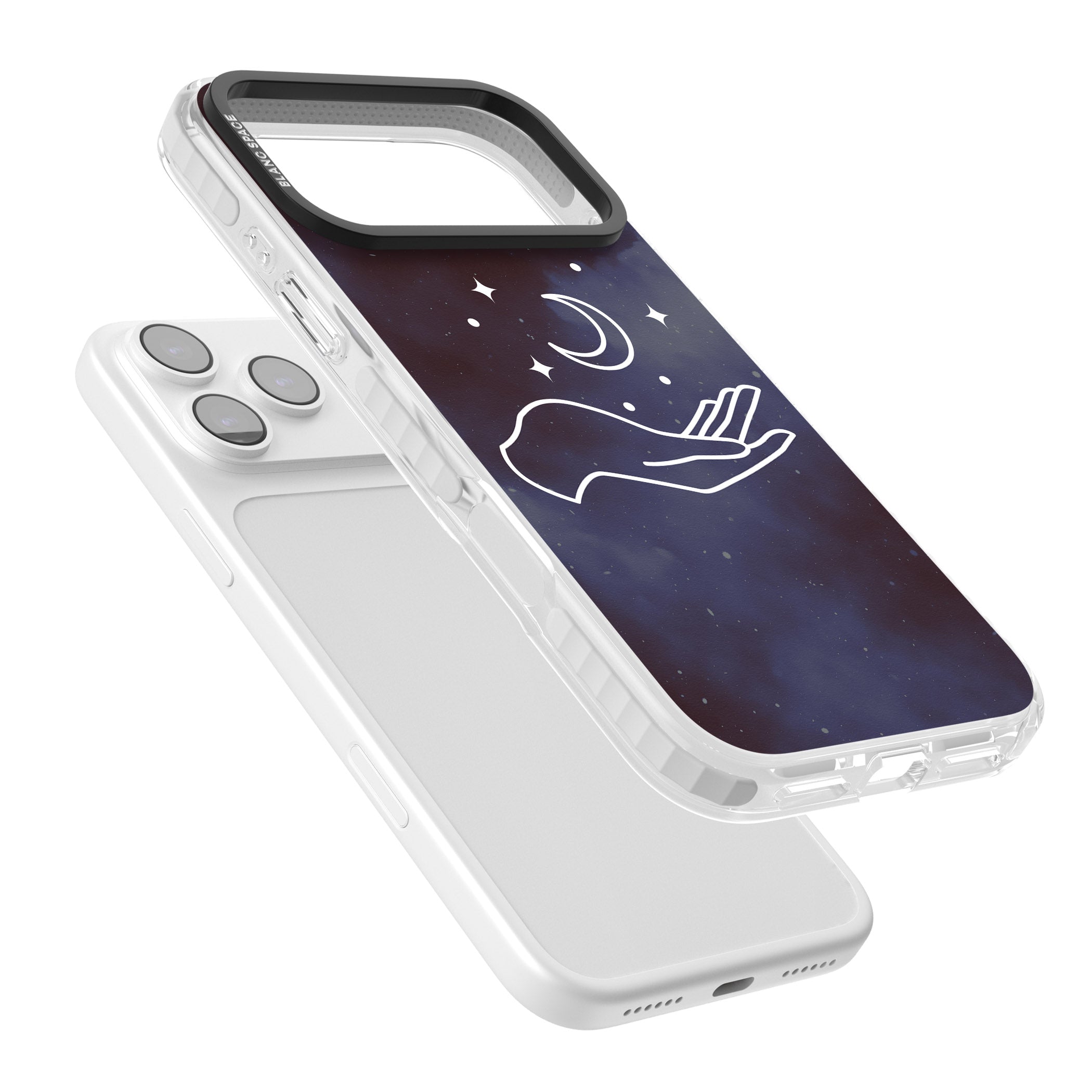 Celestial Hand & Moon iPhone 17 Pro Max Impact Clear Phone Case Colours