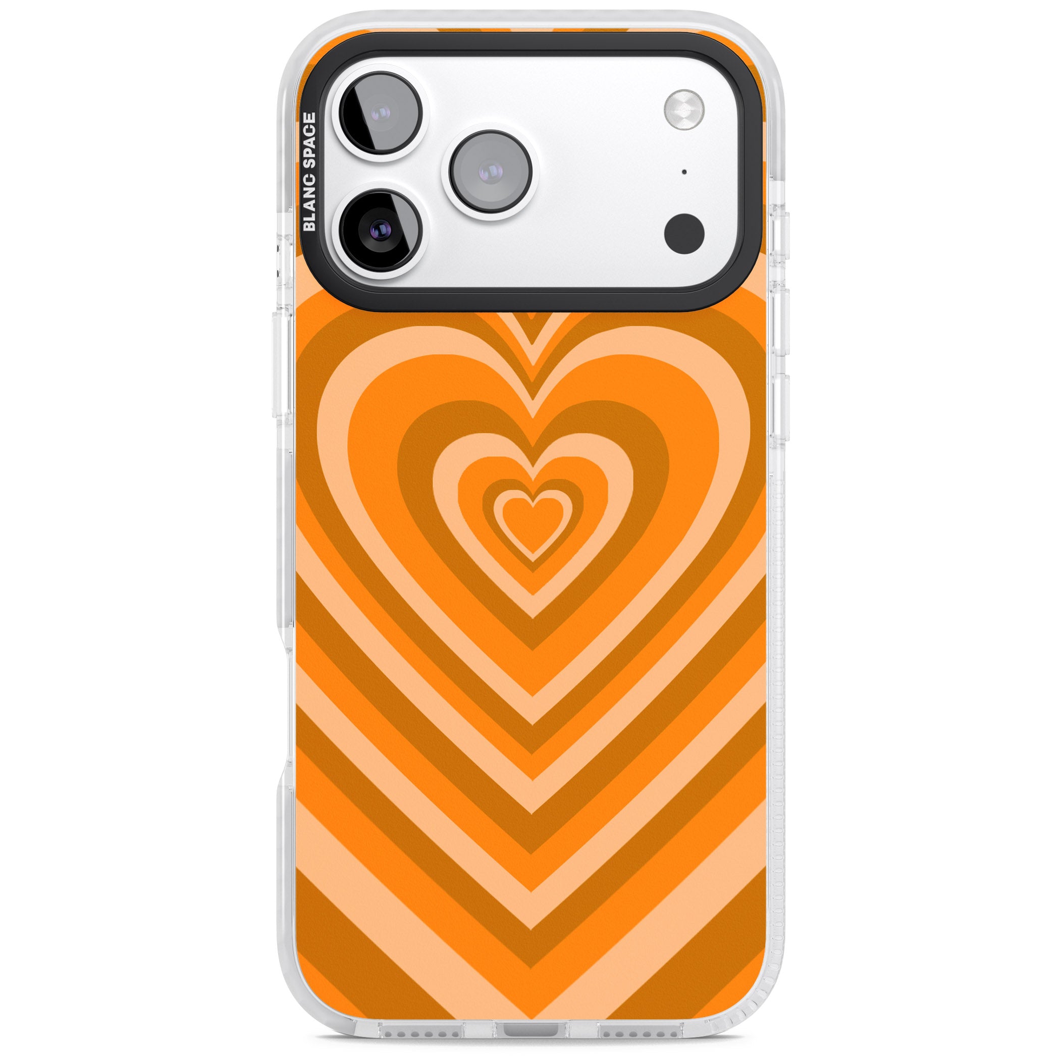 Orange Heart Illusion iPhone 17 Pro Max Impact Clear Phone Case